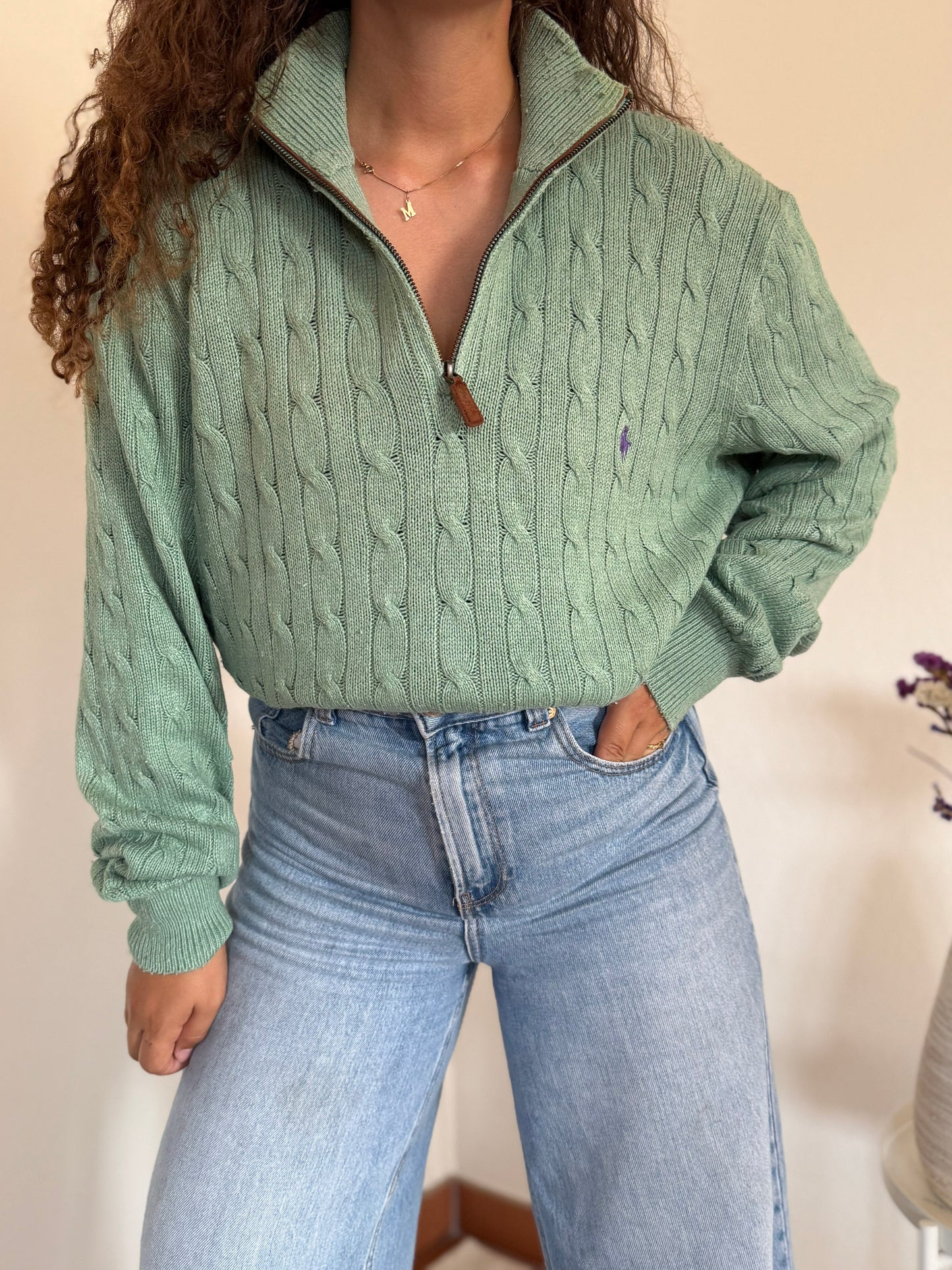 Camisola 1/4 zip neck cable knit Ralph Lauren