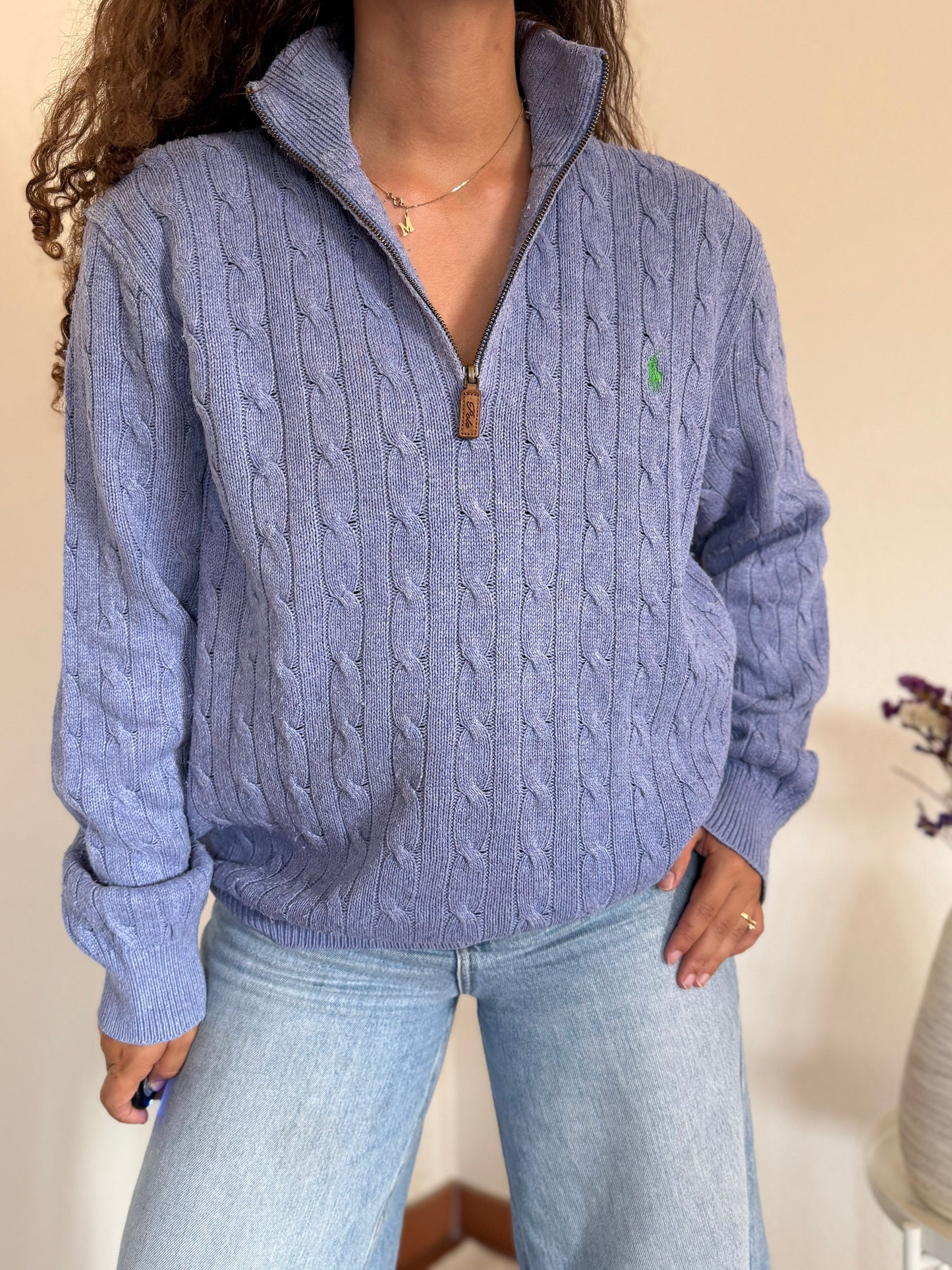 Camisola 1/4 zip neck cable knit Ralph Lauren