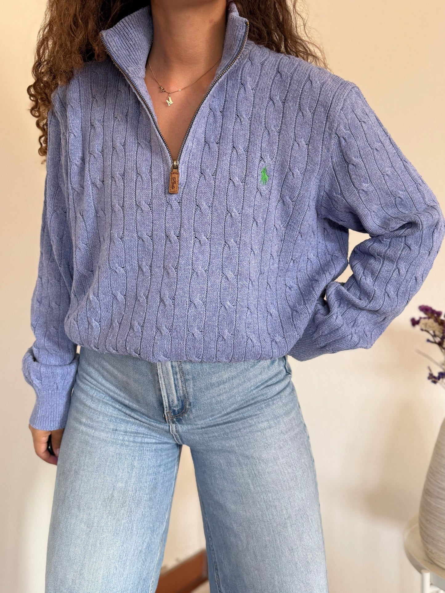 Camisola 1/4 zip neck cable knit Ralph Lauren