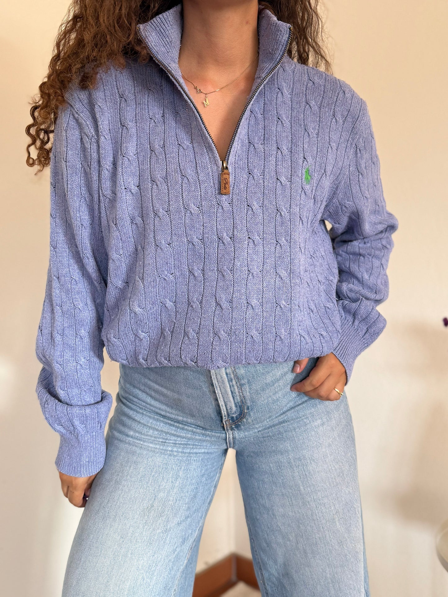 Camisola 1/4 zip neck cable knit Ralph Lauren