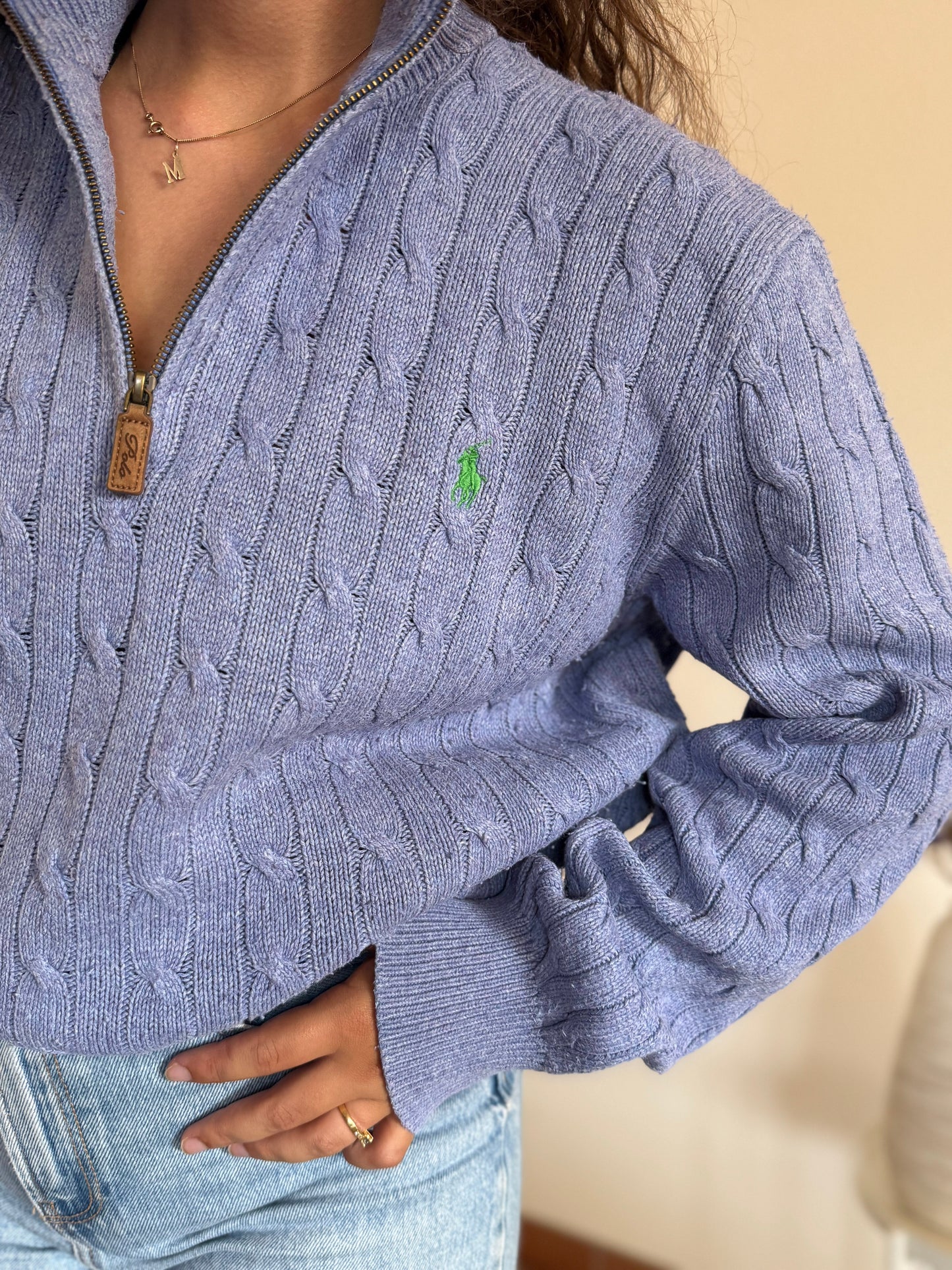 Camisola 1/4 zip neck cable knit Ralph Lauren