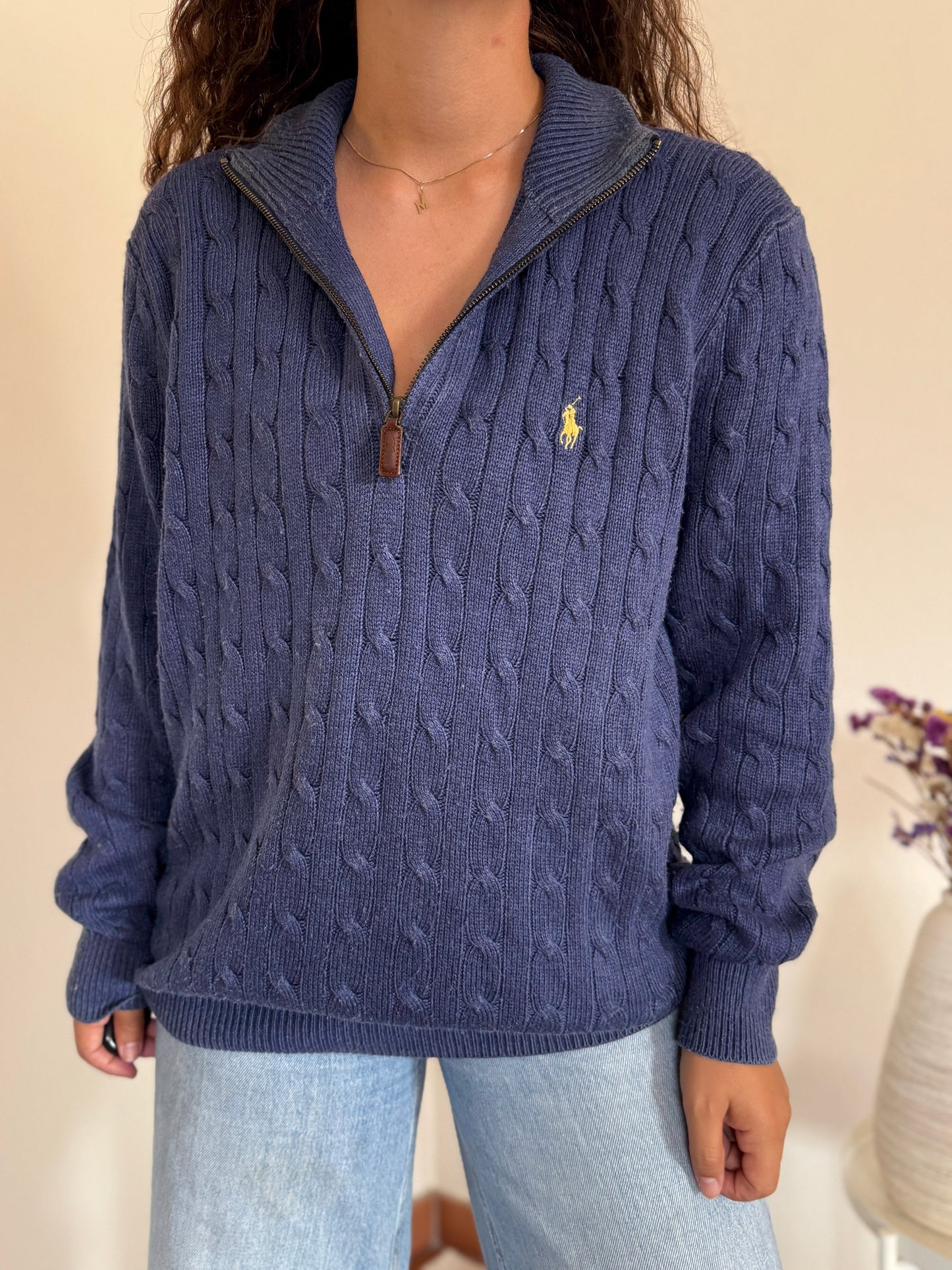 Camisola 1/4 zip neck cable knit Ralph Lauren