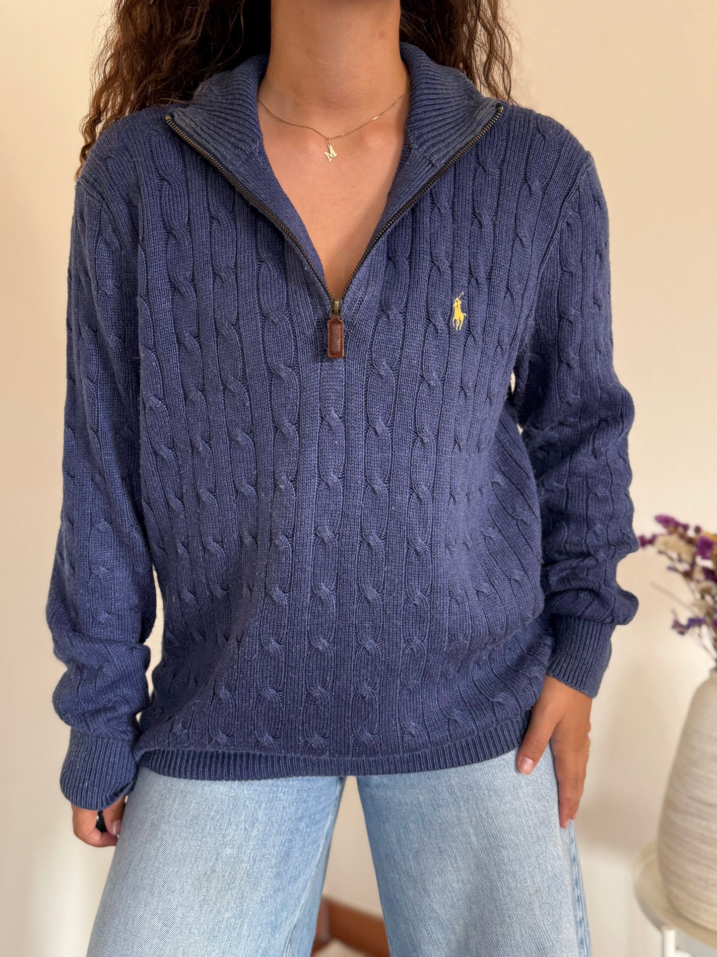 Camisola 1/4 zip neck cable knit Ralph Lauren