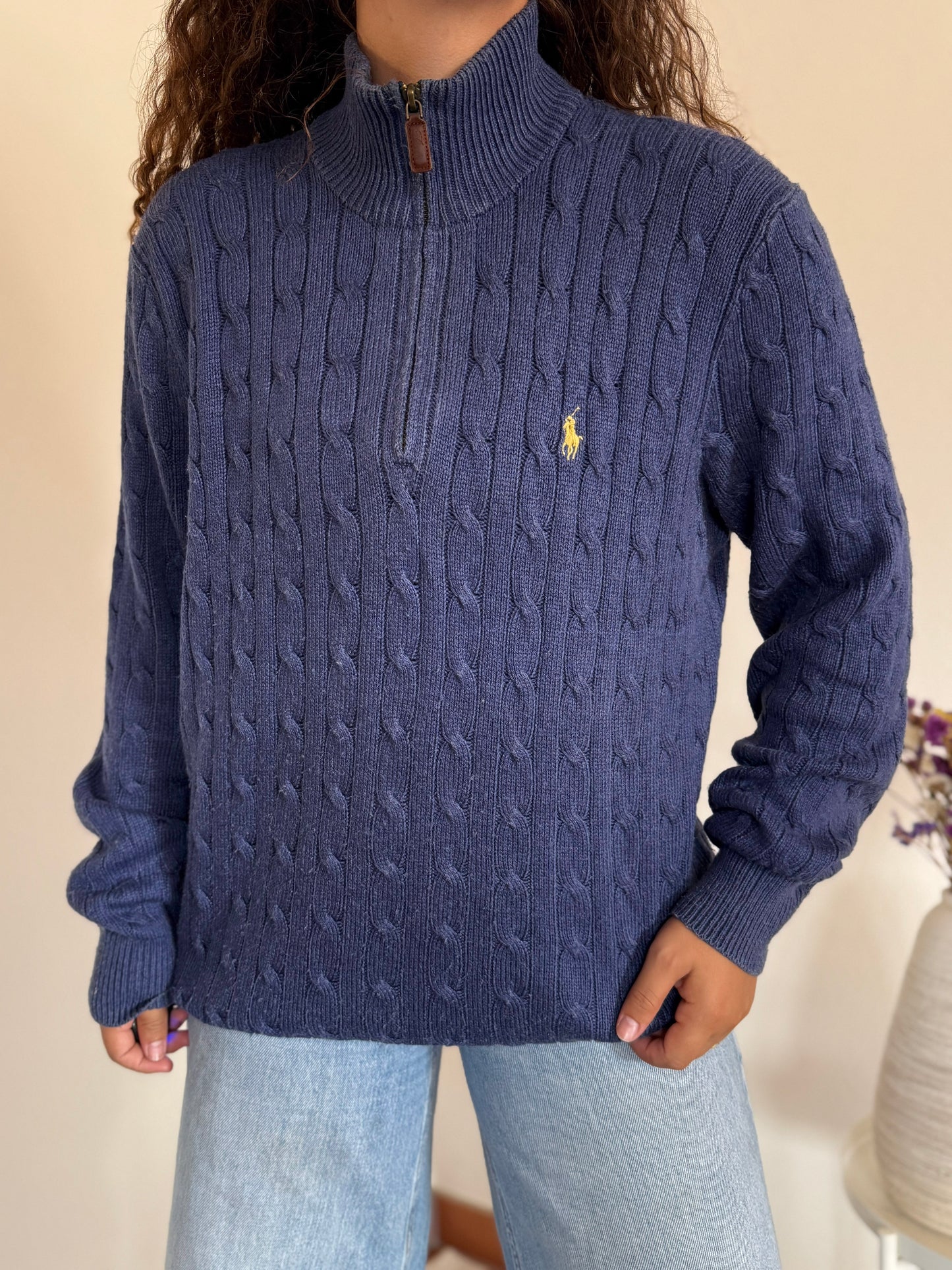 Camisola 1/4 zip neck cable knit Ralph Lauren