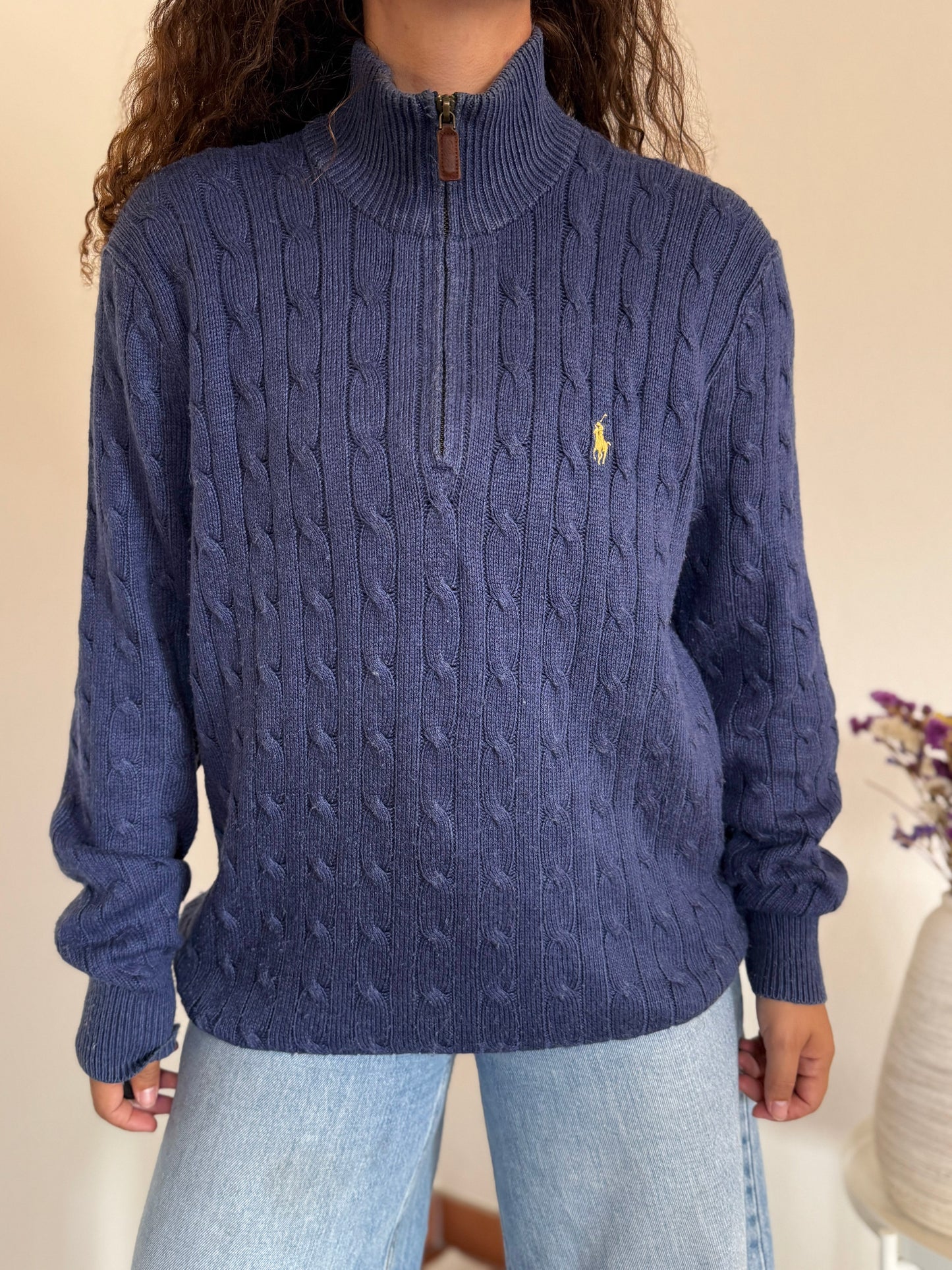 Camisola 1/4 zip neck cable knit Ralph Lauren