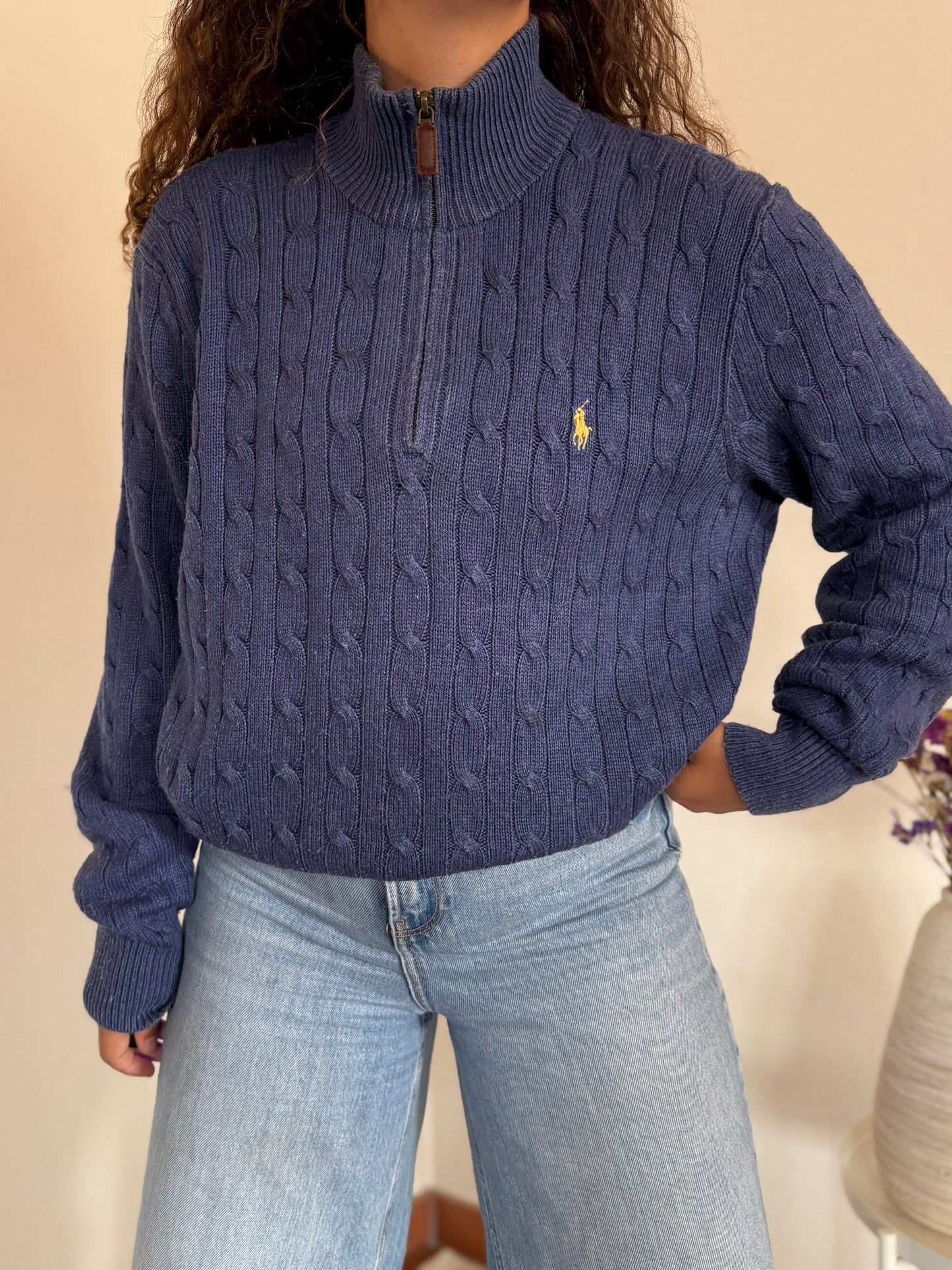 Camisola 1/4 zip neck cable knit Ralph Lauren