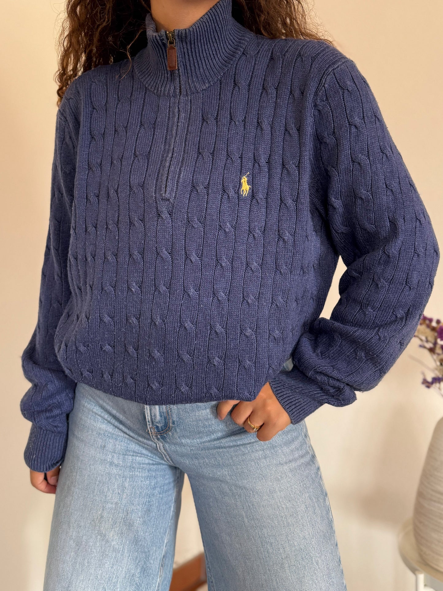 Camisola 1/4 zip neck cable knit Ralph Lauren