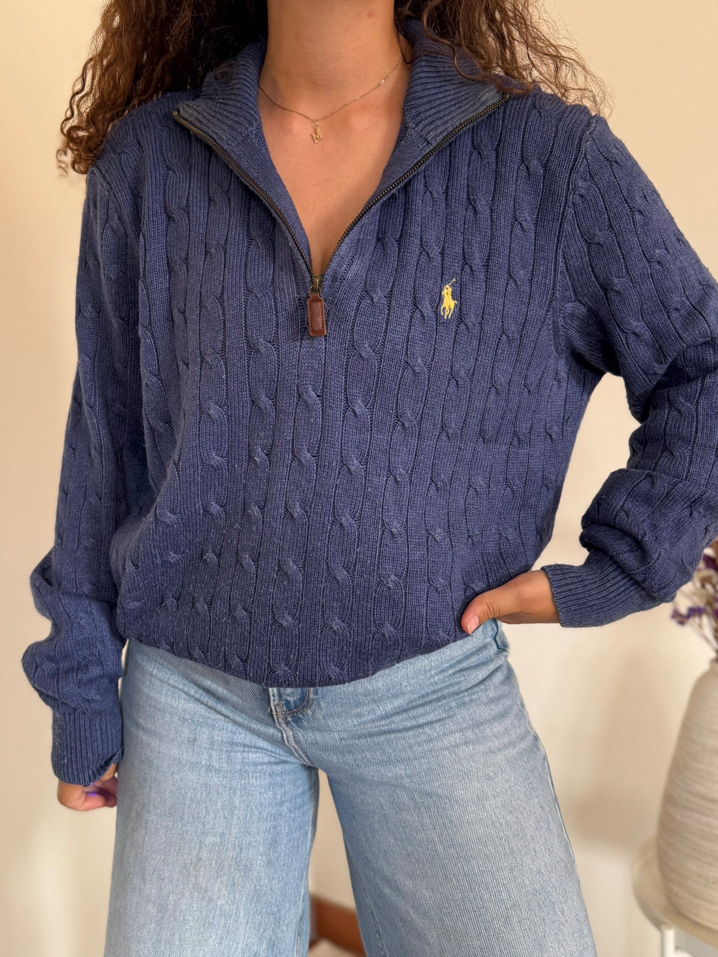 Camisola 1/4 zip neck cable knit Ralph Lauren