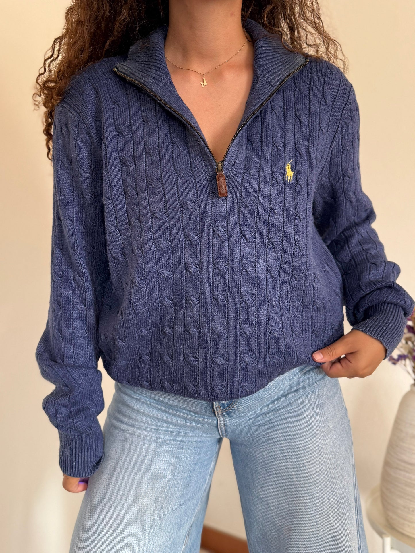 Camisola 1/4 zip neck cable knit Ralph Lauren