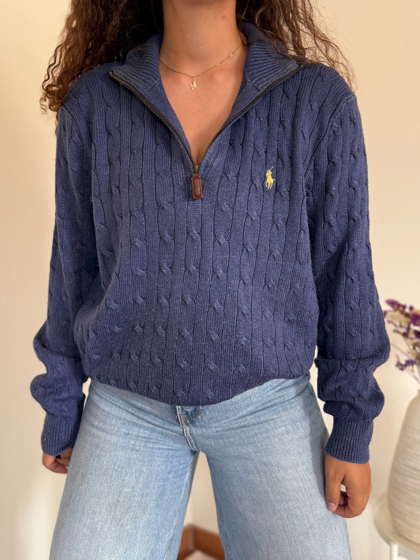 Camisola 1/4 zip neck cable knit Ralph Lauren
