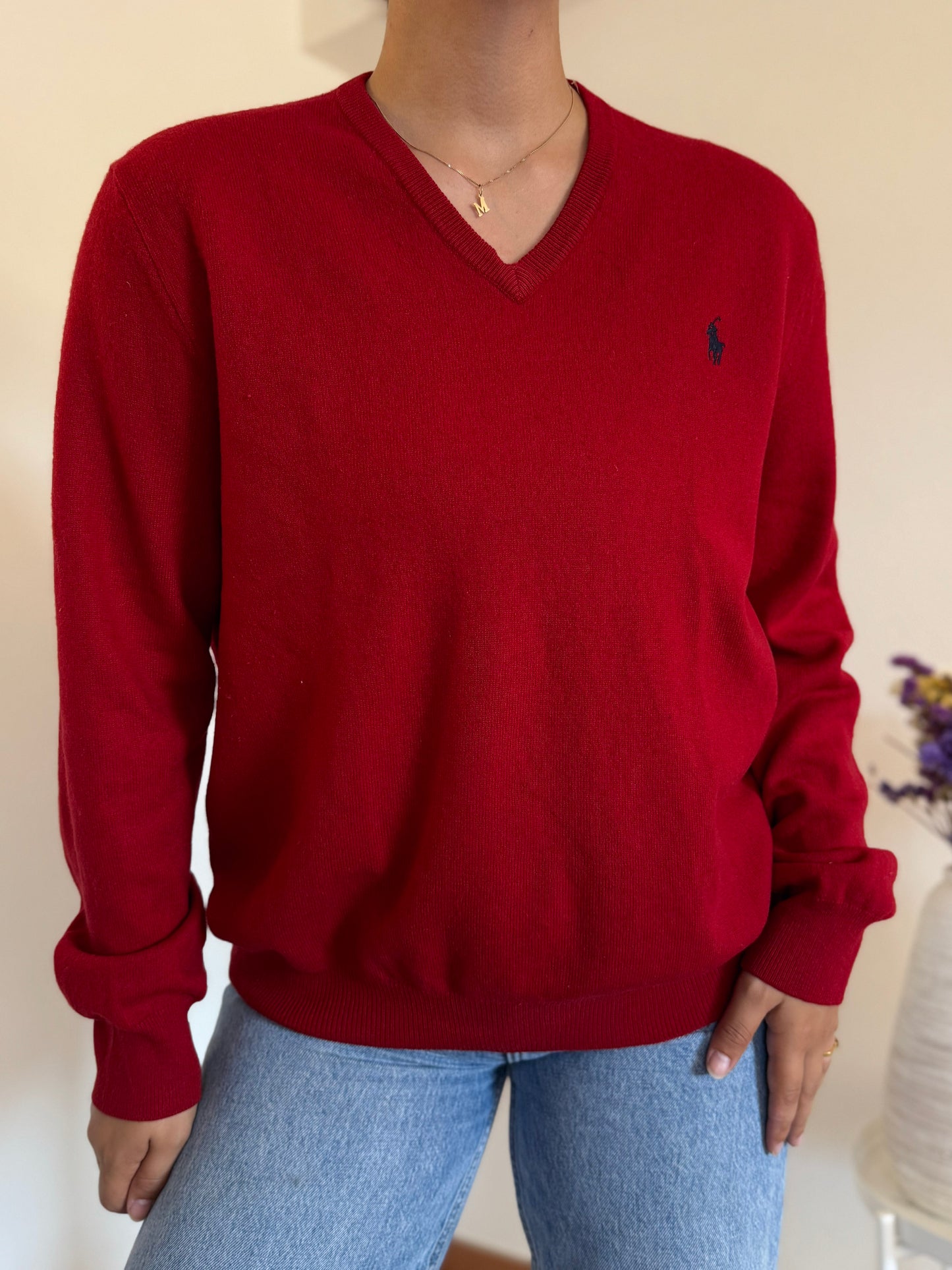 Ralph Lauren V-Neck Knit 100% Lã