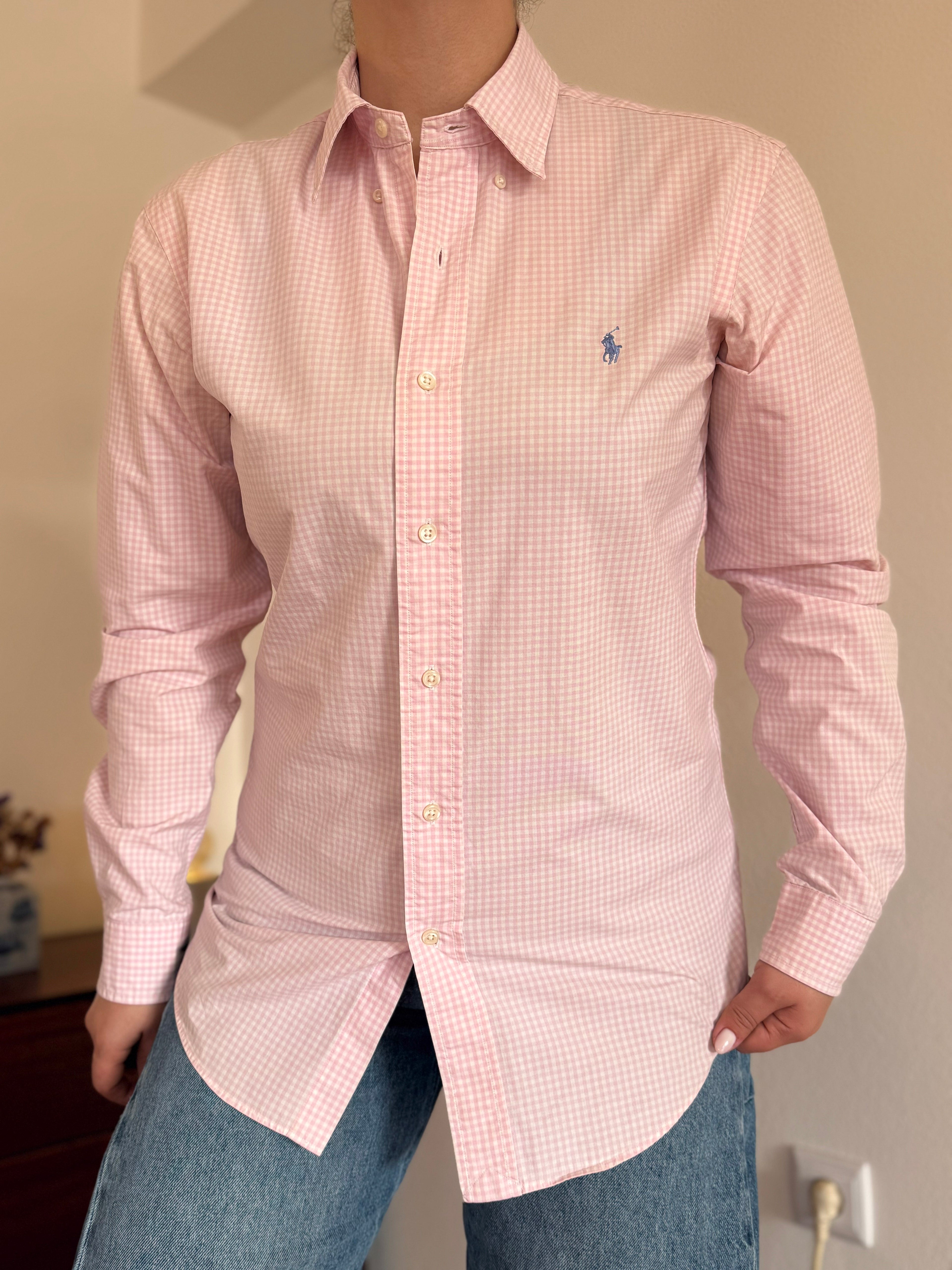 Polo Ralph Lauren Pink Plaid Shirt Costum Fit 100% Cotton