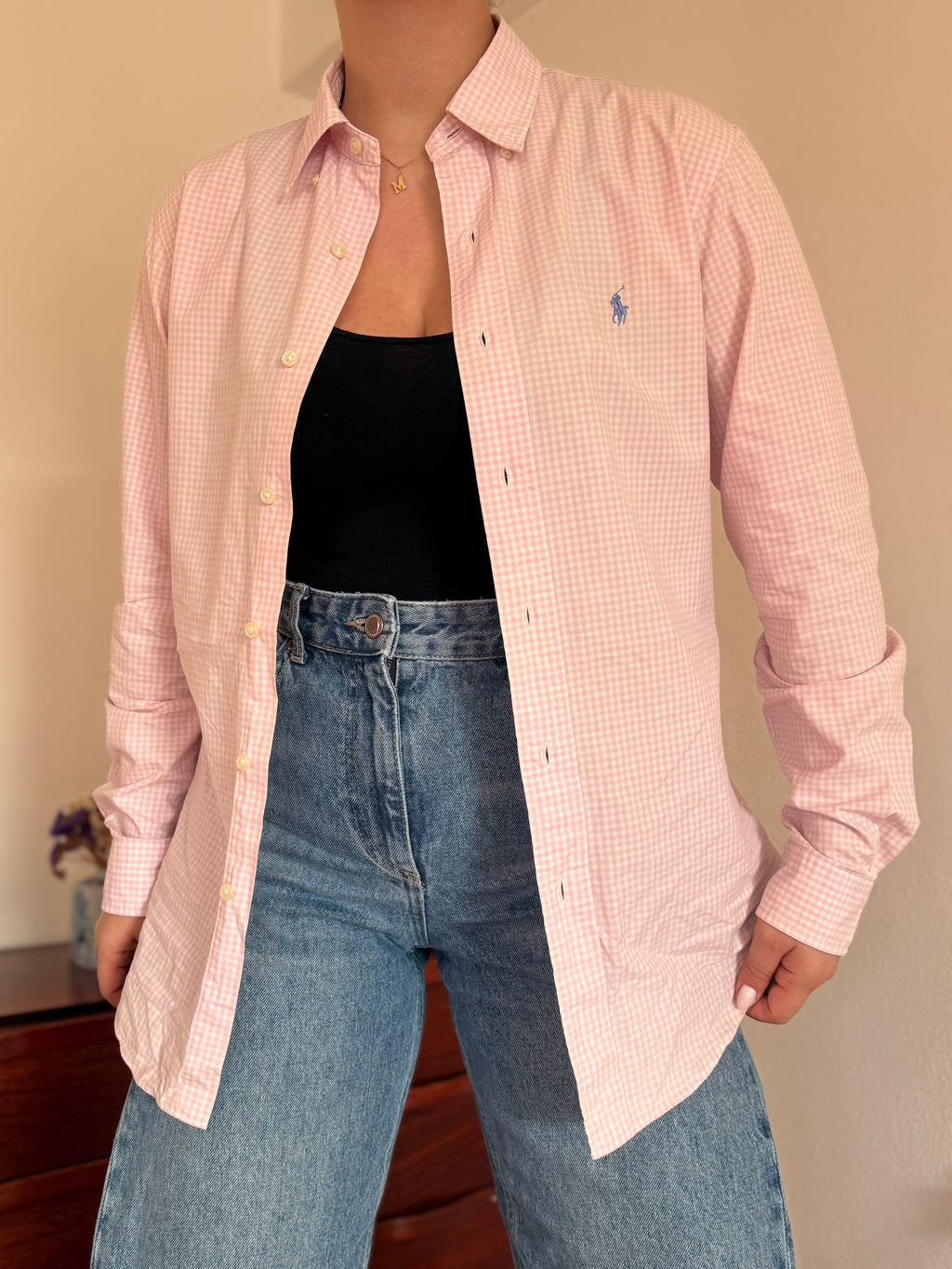 Polo Ralph Lauren Pink Plaid Shirt Costum Fit 100% Cotton