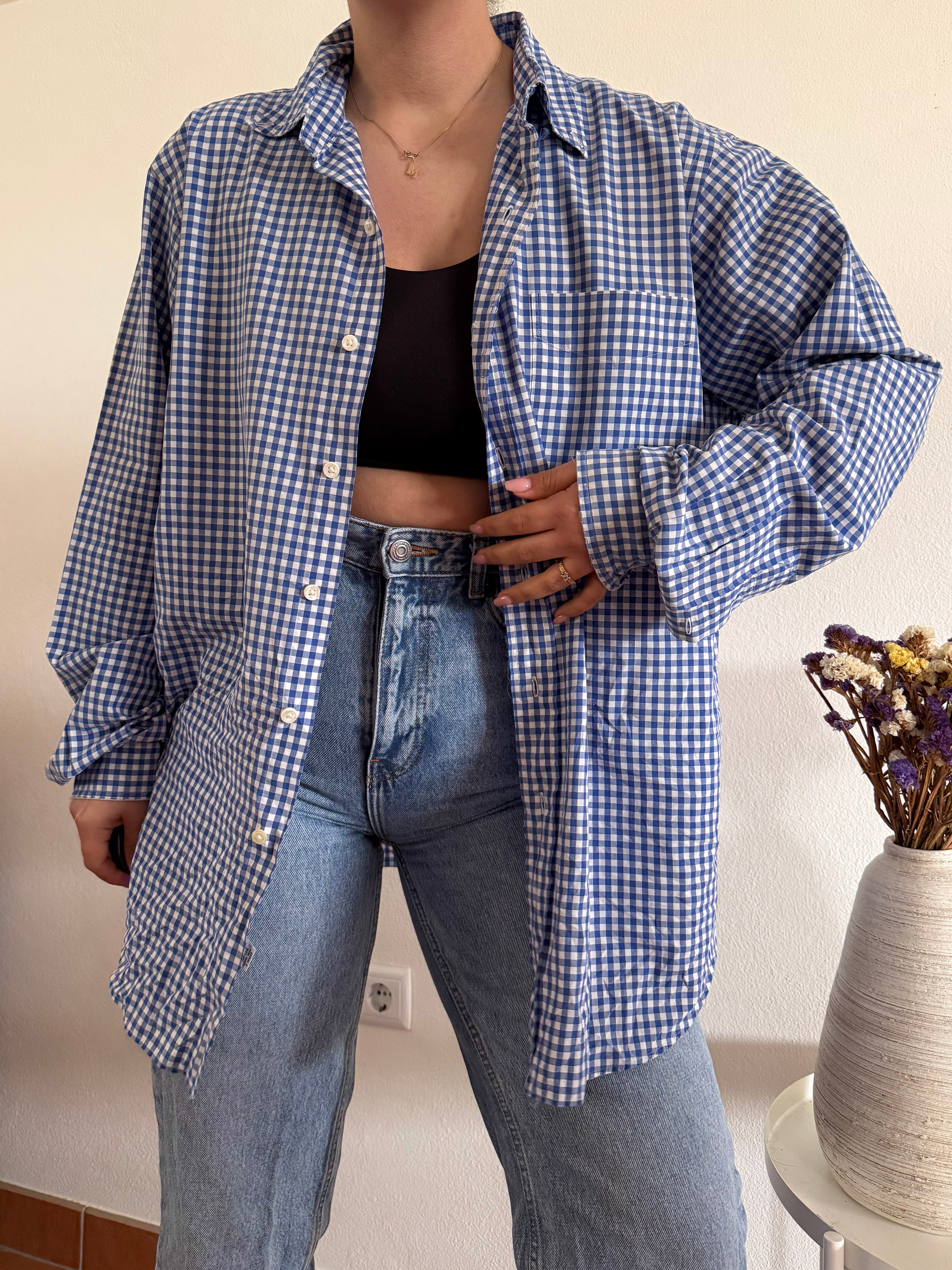 Ralph Lauren Shirt Classic Fit Plaid Blue 100% Cotton