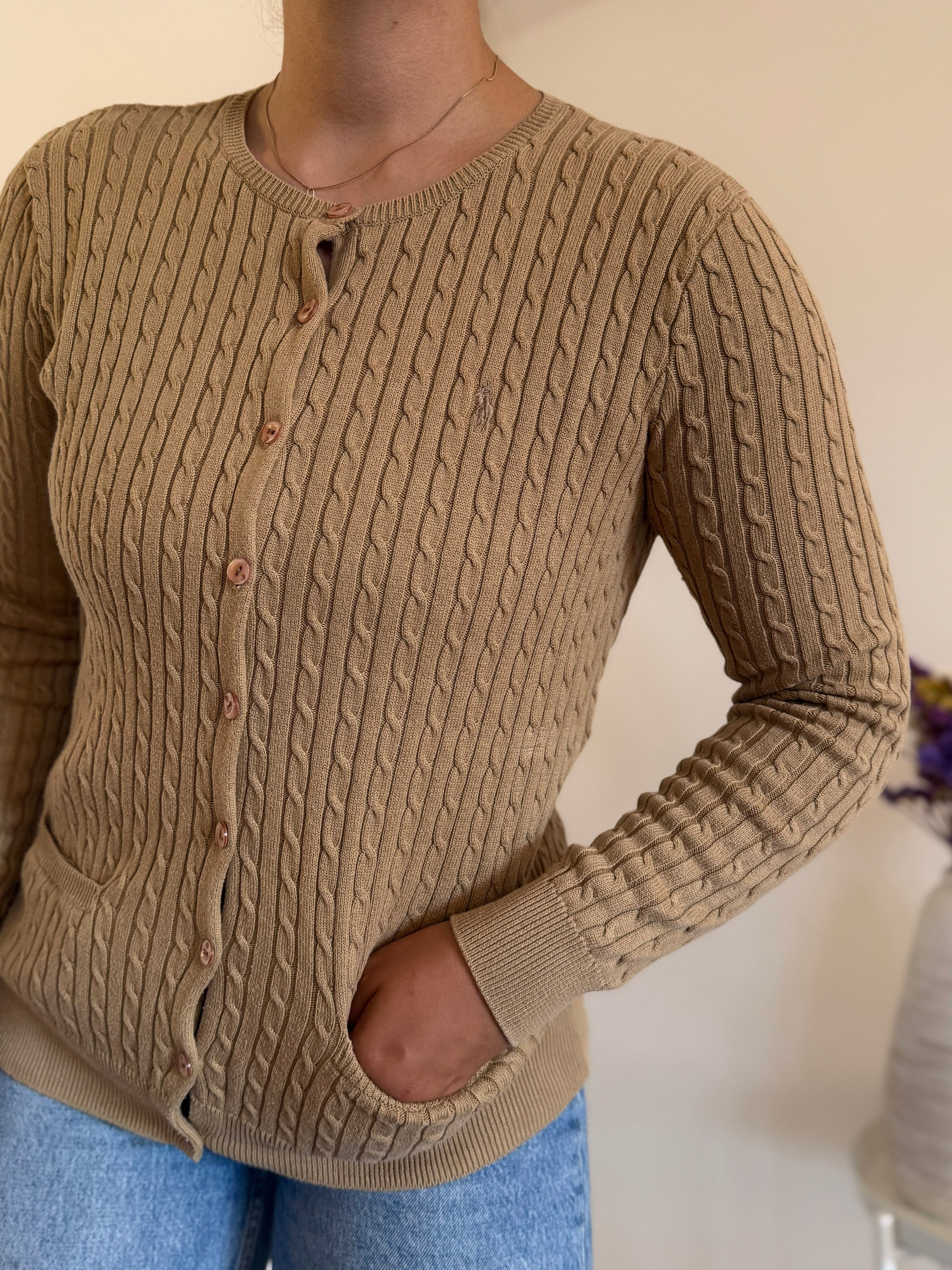 Ralph Lauren Round Neck Cable Knit Cardigan