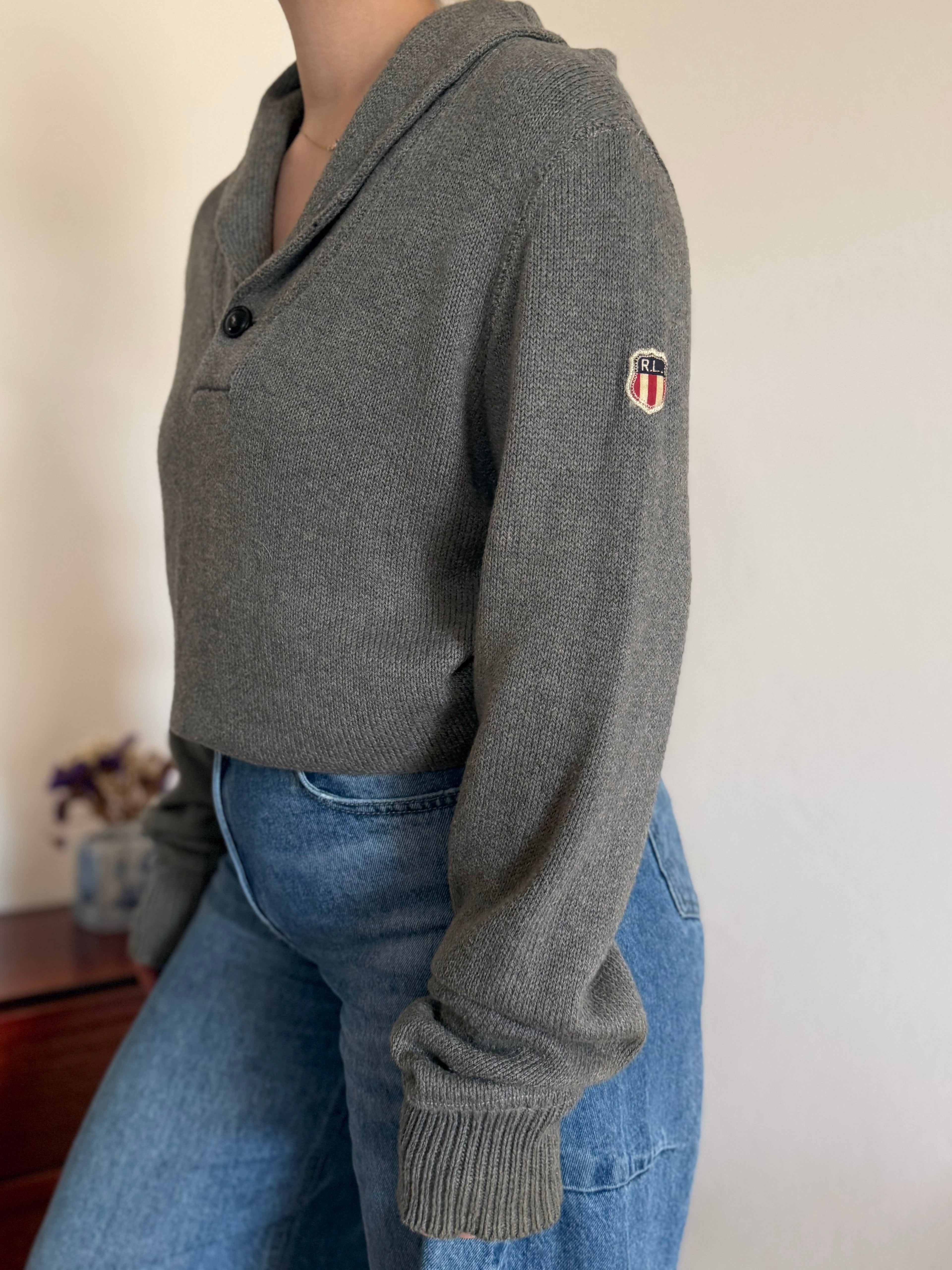 Ralph Lauren V-Neck Sweater 90% Cotton 10% Wool