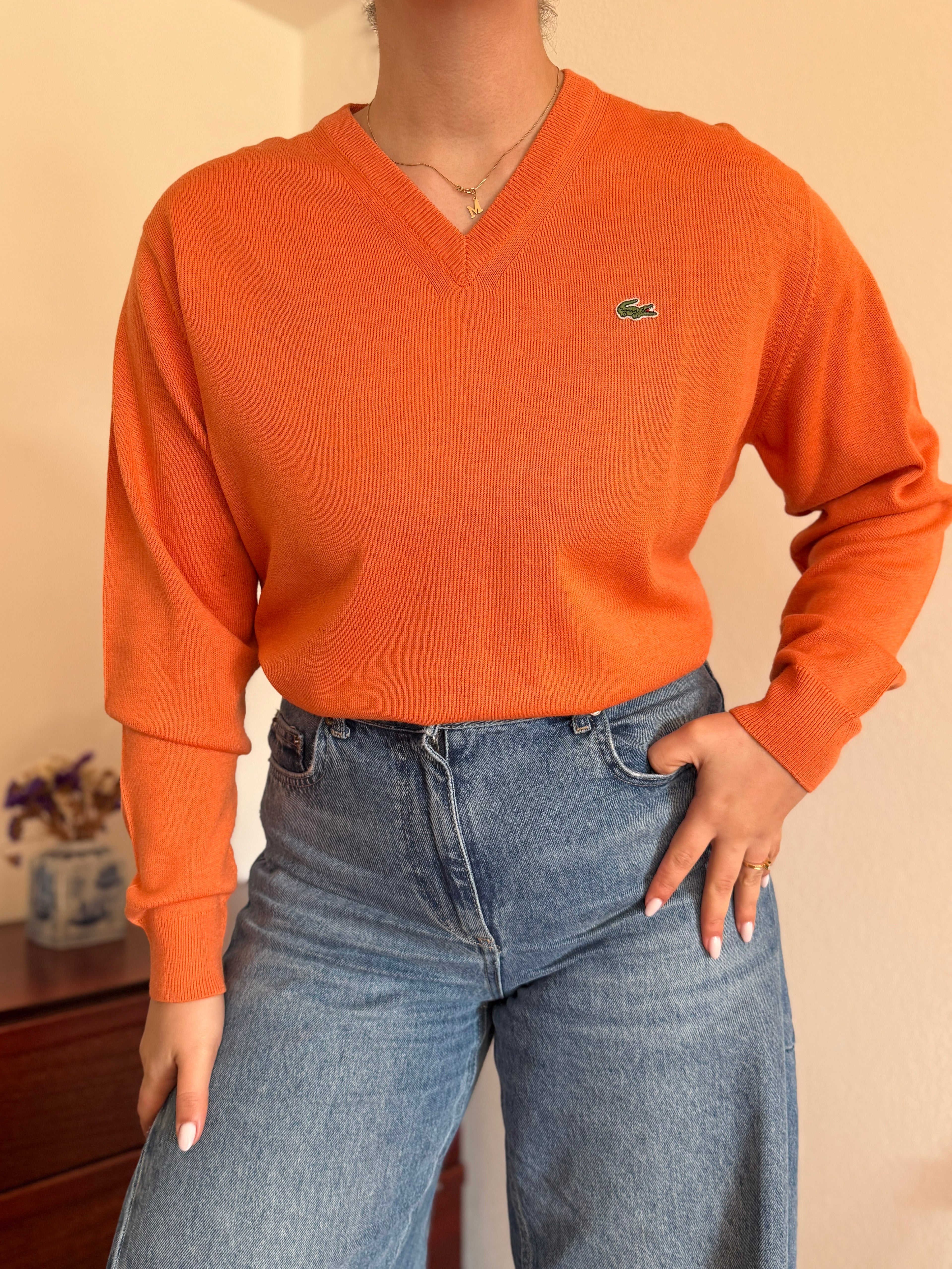 Lacoste V-Neck Knit Sweater 50% Wool 50% Acrylic