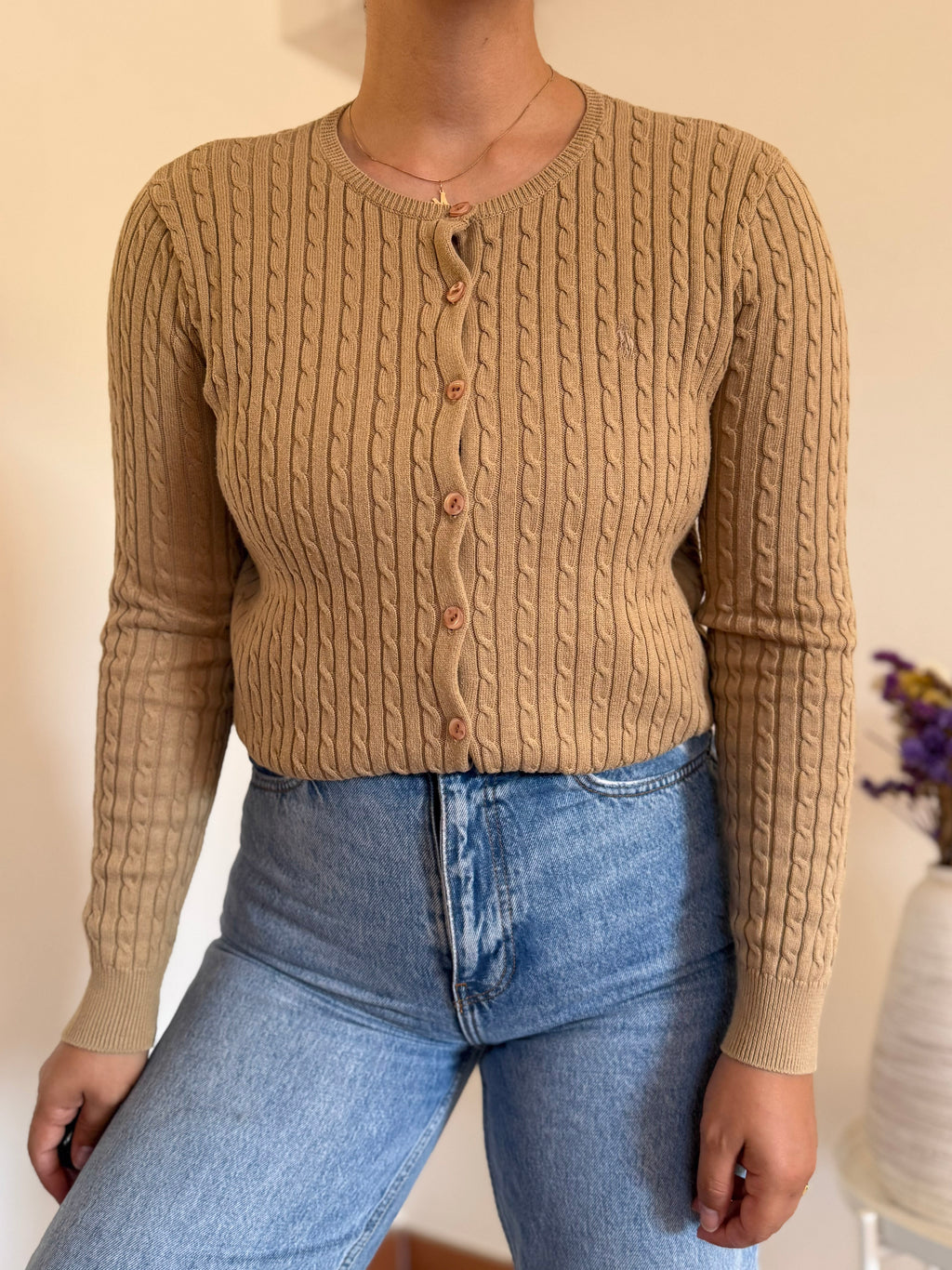 Ralph Lauren Round Neck Cable Knit Cardigan