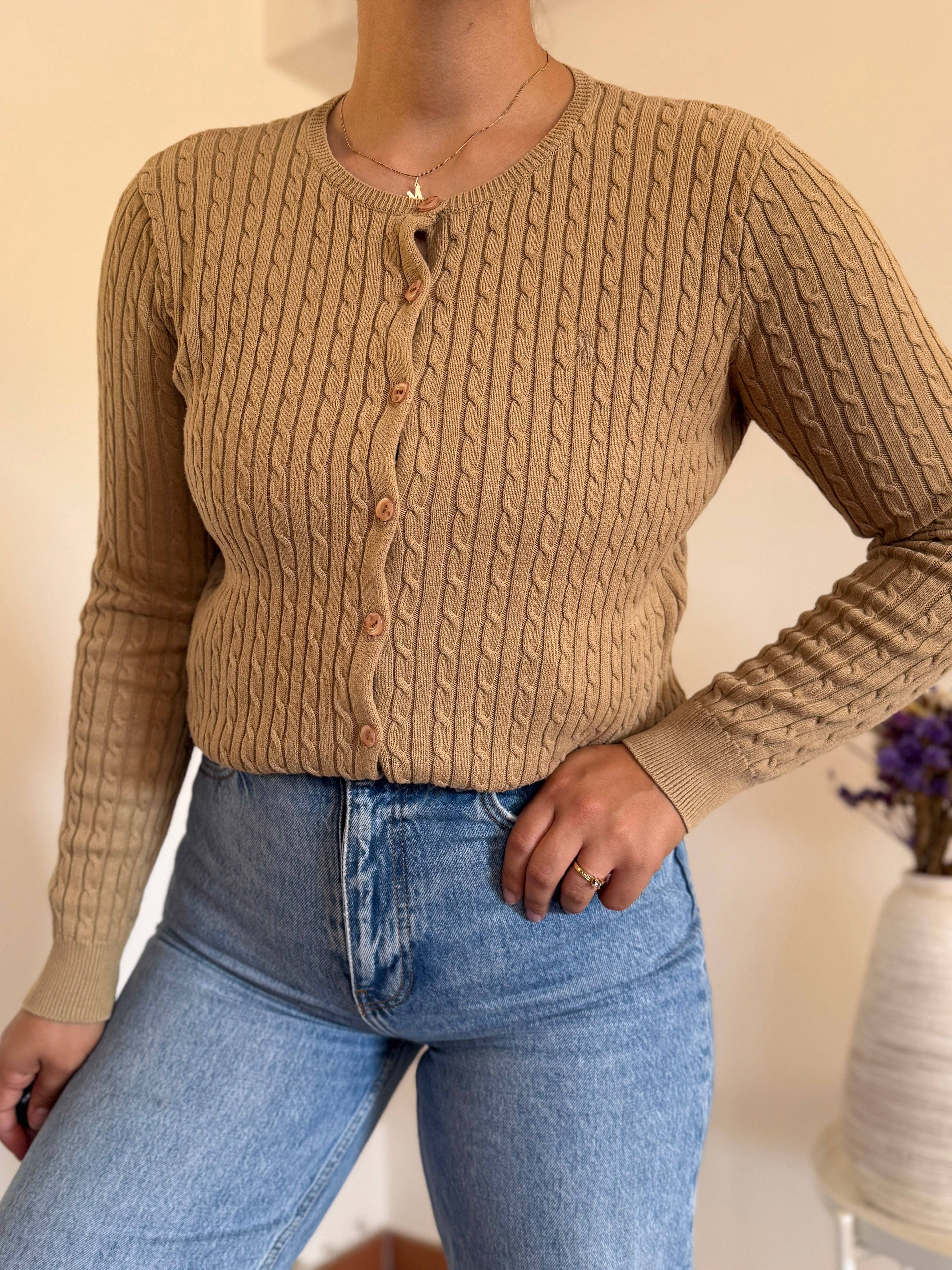 Ralph Lauren Round Neck Cable Knit Cardigan