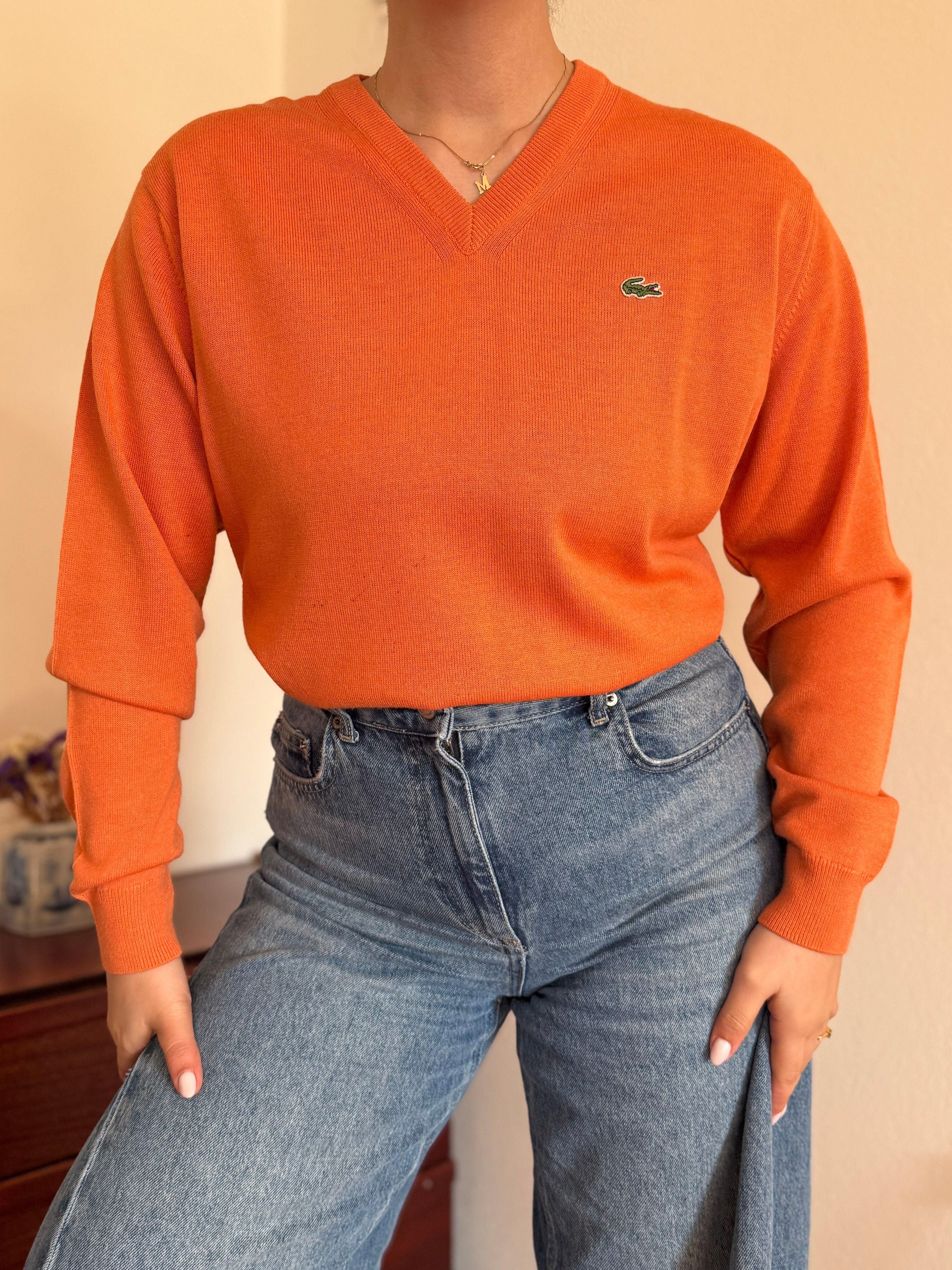 Lacoste V-Neck Knit Sweater 50% Wool 50% Acrylic