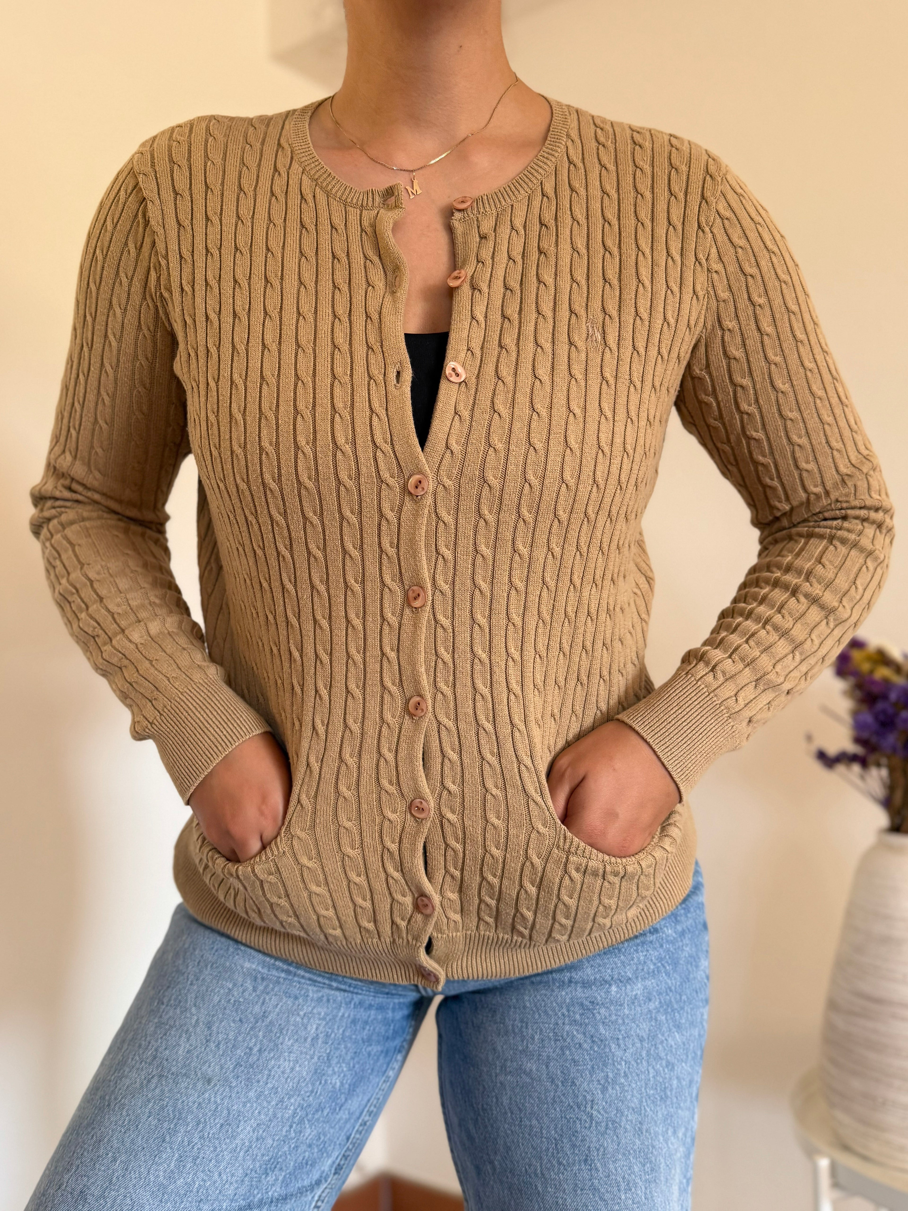 Ralph Lauren Round Neck Cable Knit Cardigan