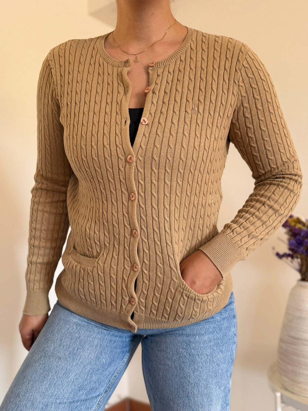 Ralph Lauren Round Neck Cable Knit Cardigan