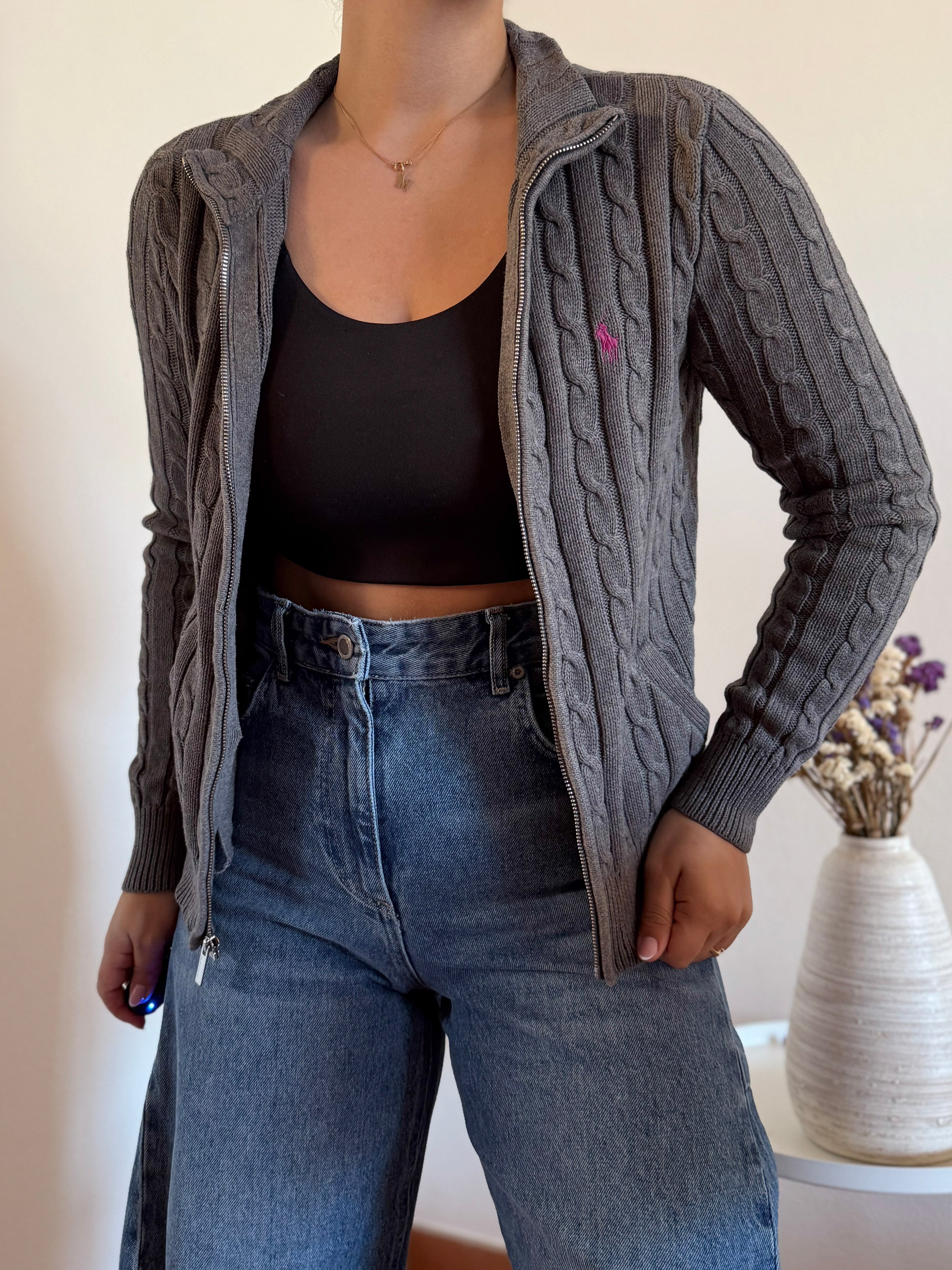 Ralph Lauren Cable Knit Full Zip Sweater