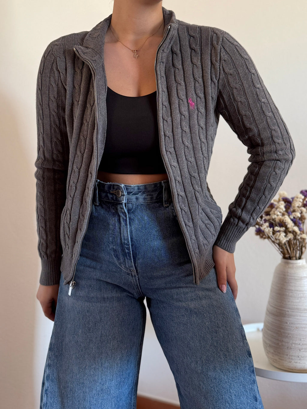 Ralph Lauren Cable Knit Full Zip Sweater