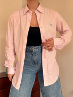 Polo Ralph Lauren Pink Plaid Shirt Costum Fit 100% Cotton