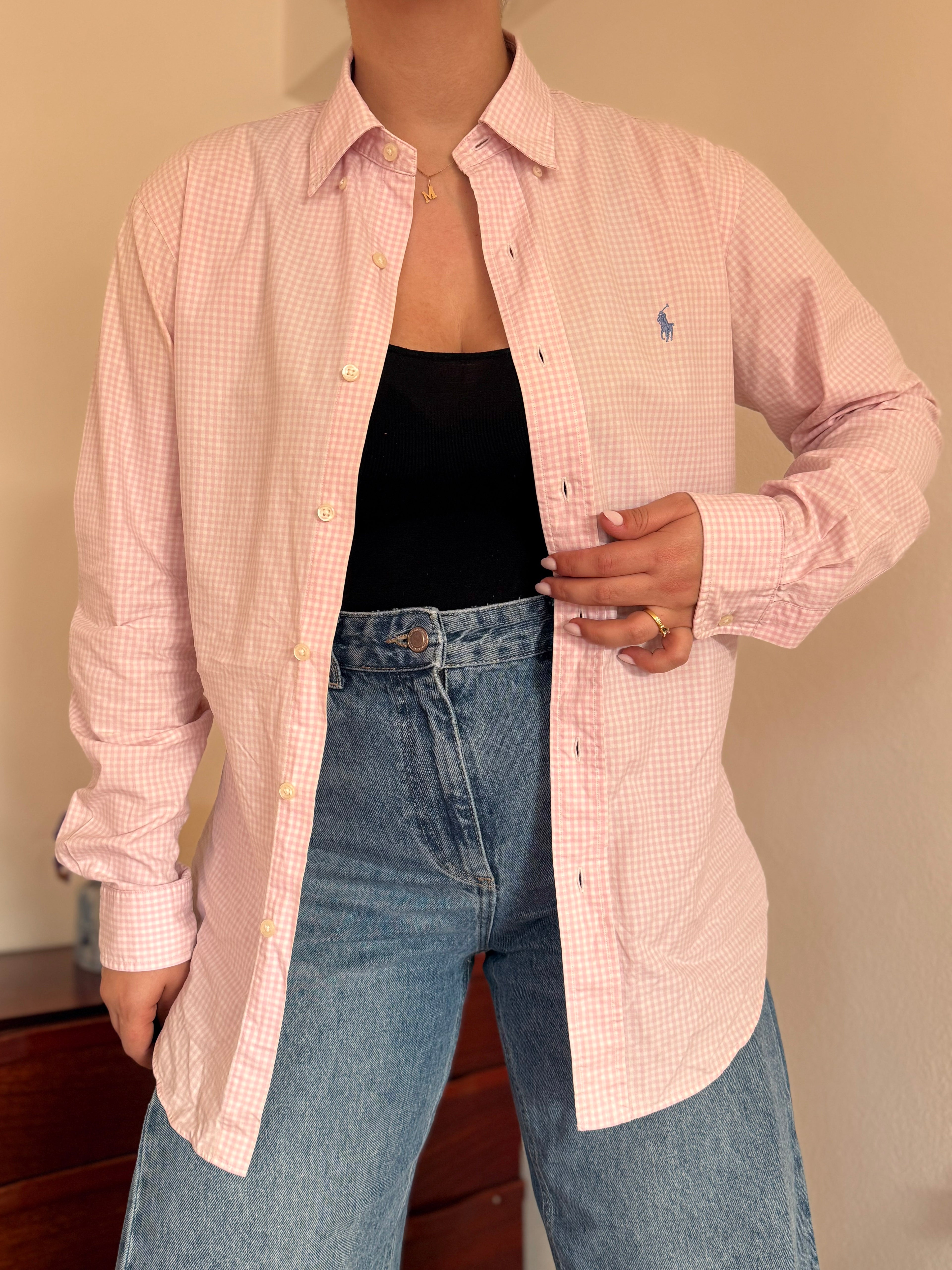 Polo Ralph Lauren Pink Plaid Shirt Costum Fit 100% Cotton