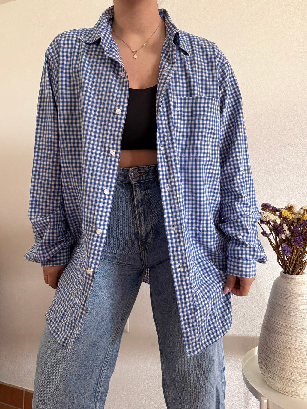 Ralph Lauren Shirt Classic Fit Plaid Blue 100% Cotton