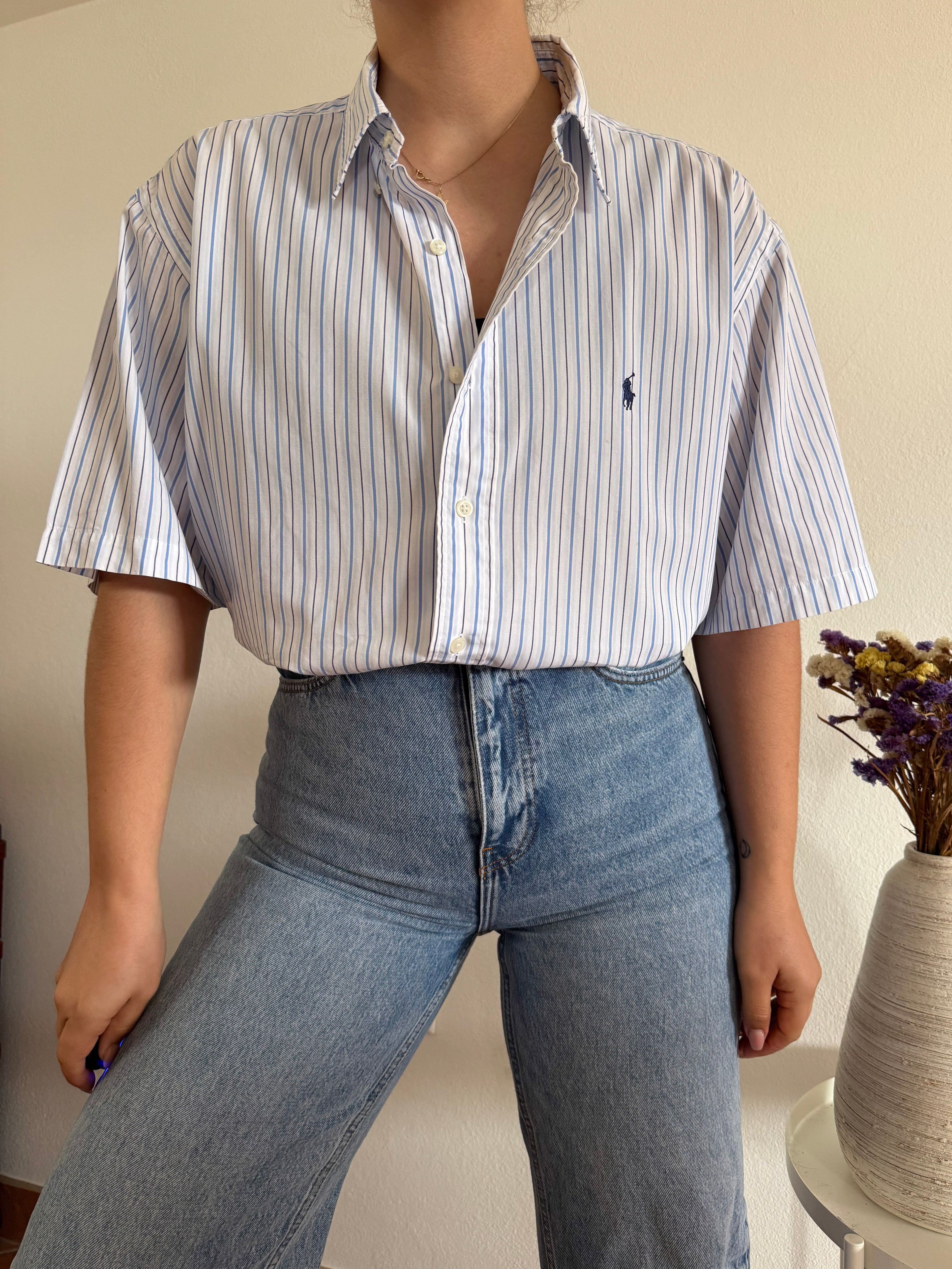 Polo Ralph Lauren Shirt Striped Blue 100% Cotton