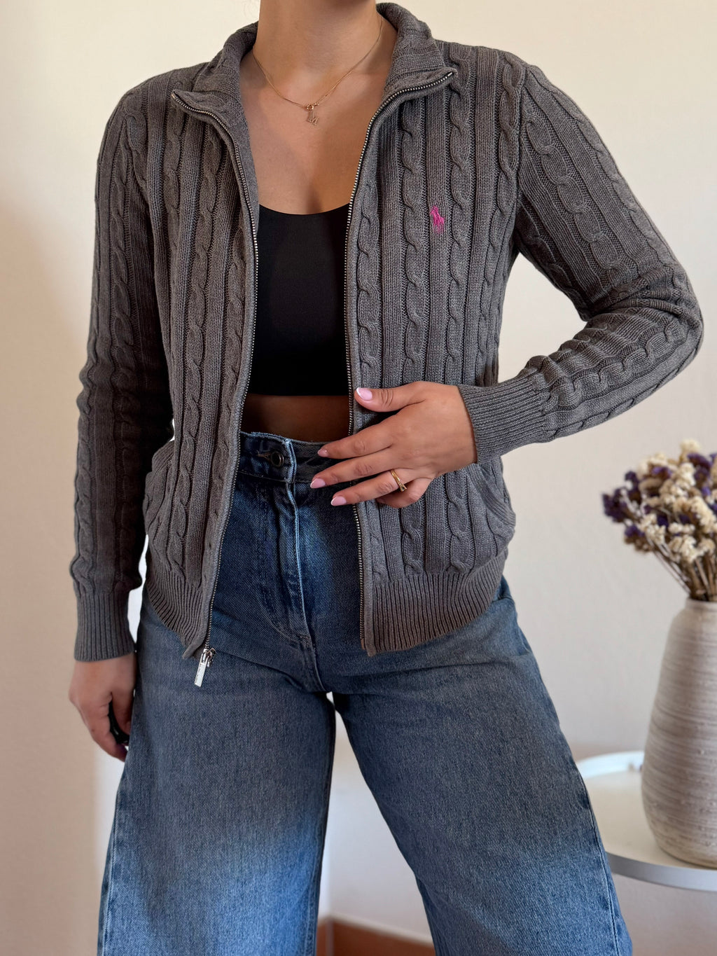 Ralph Lauren Cable Knit Full Zip Sweater