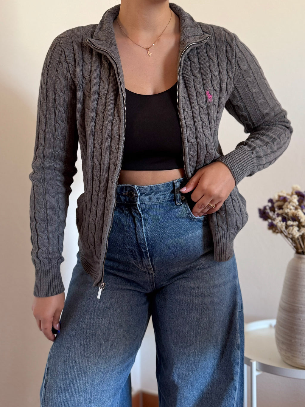 Ralph Lauren Cable Knit Full Zip Sweater