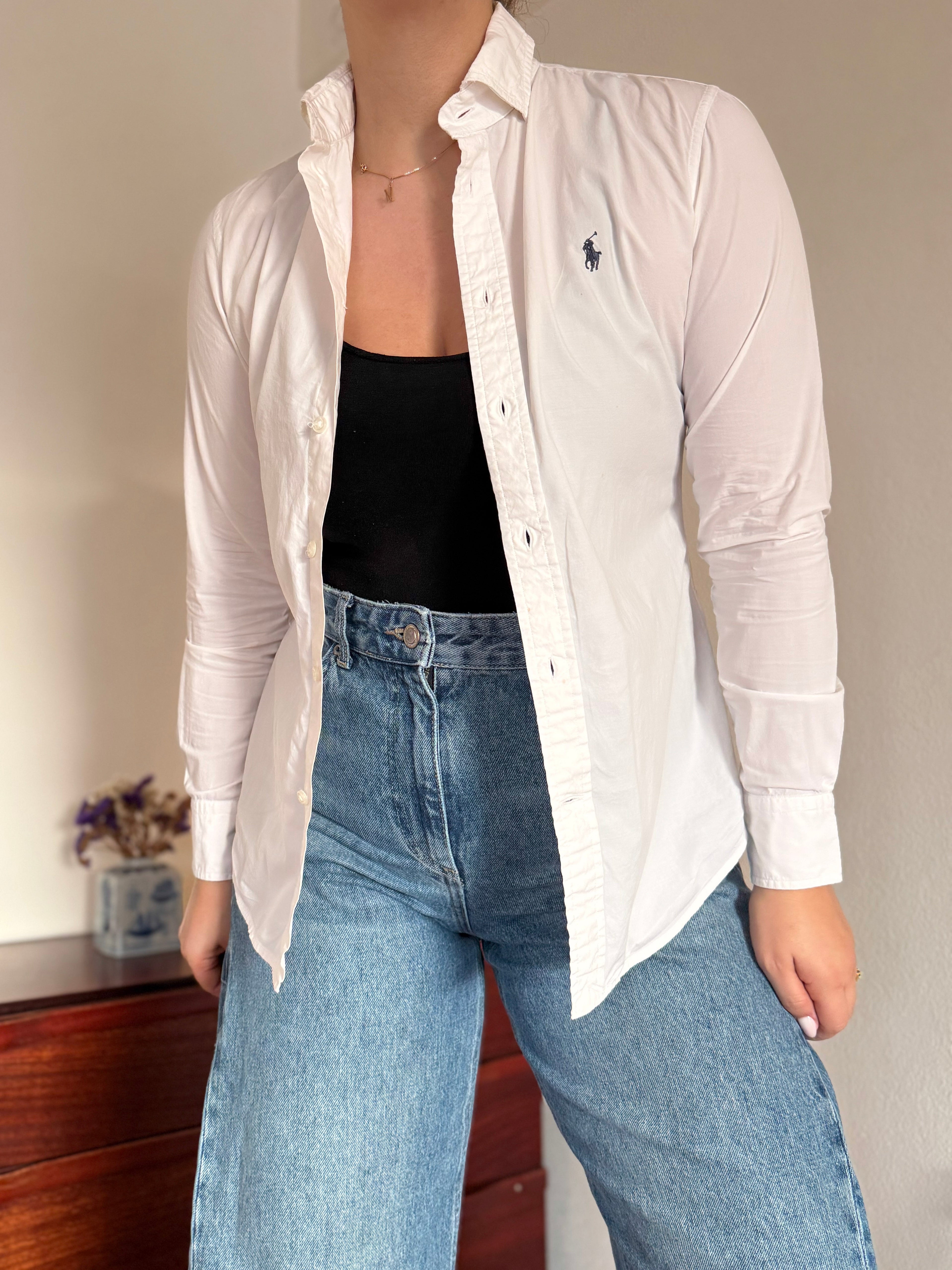 Polo Ralph Lauren Plain White Shirt Slim Fit 95% Cotton