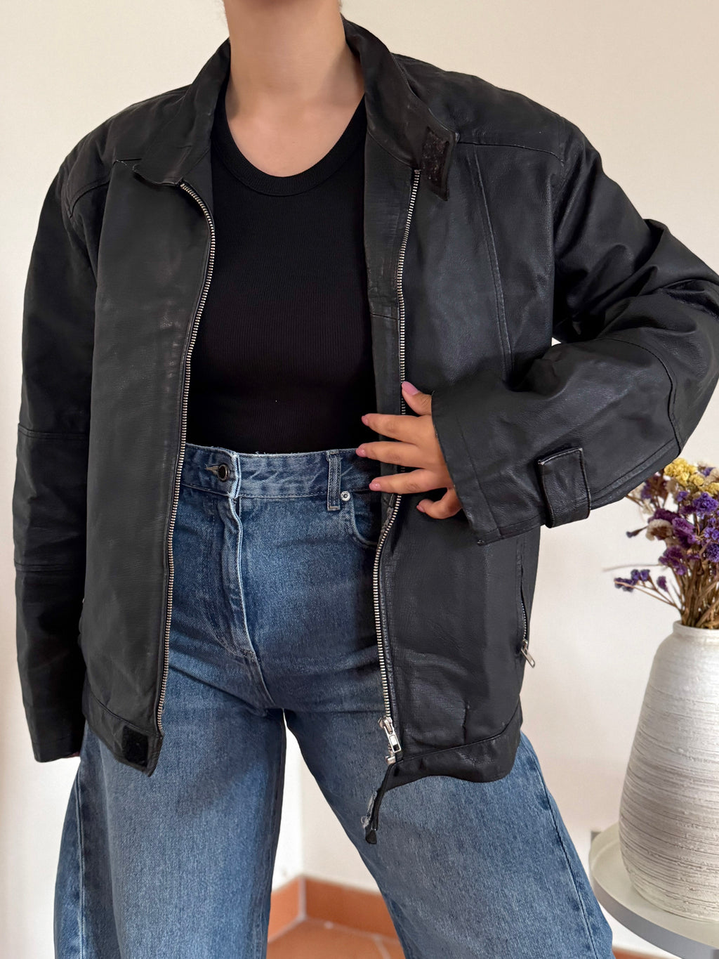 Vintage Bomber Leather Jacket