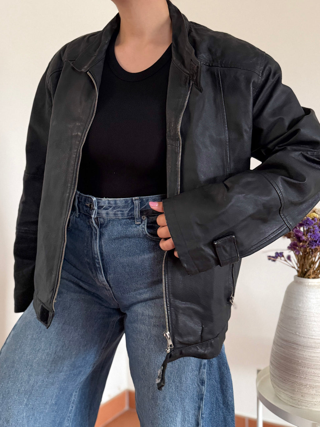 Vintage Bomber Leather Jacket