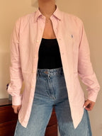 Polo Ralph Lauren Pink Plaid Shirt Costum Fit 100% Cotton