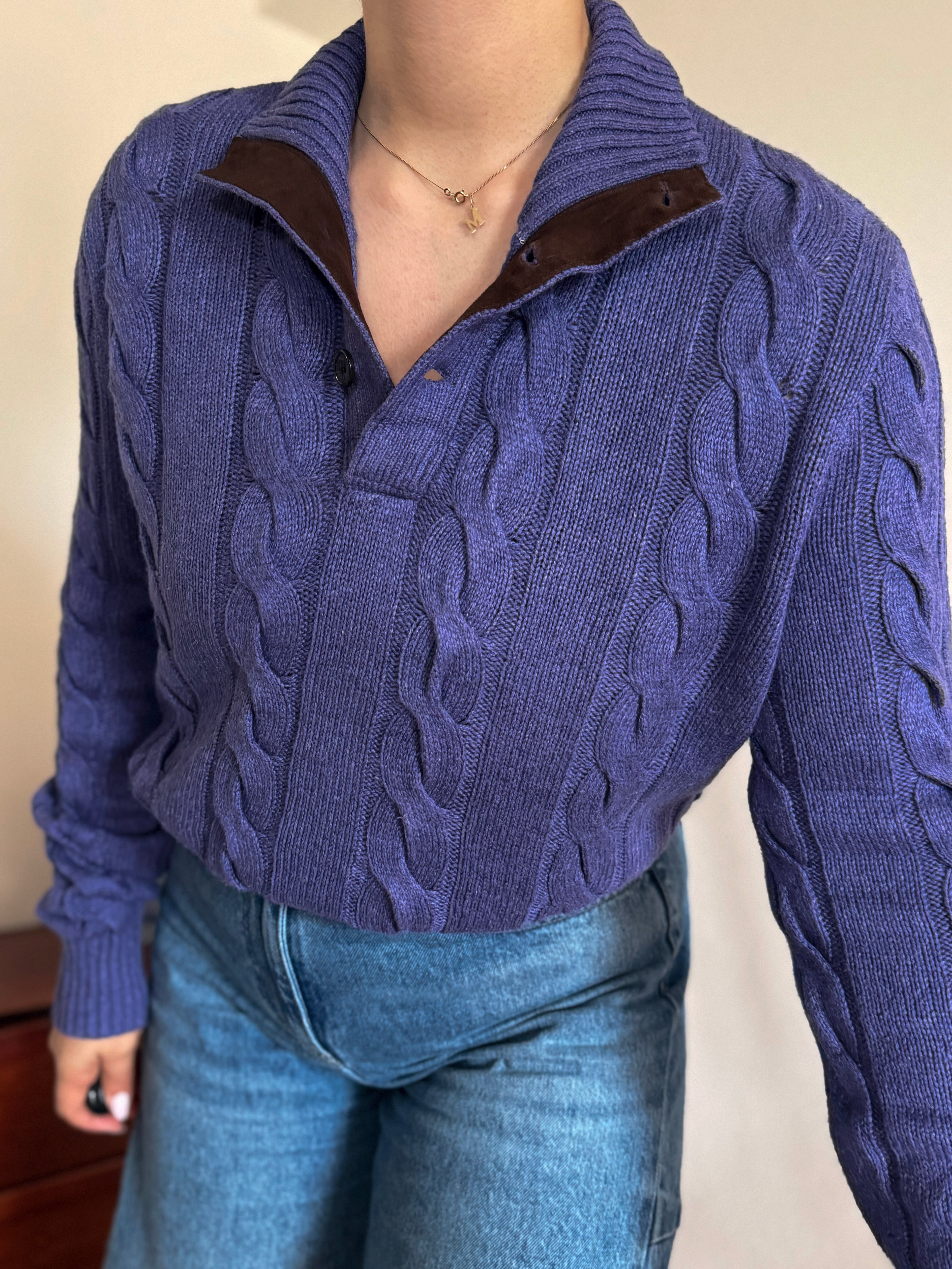 Polo Ralph Lauren 1/4 Button up 85% Silk 15% Cashmere Sweater