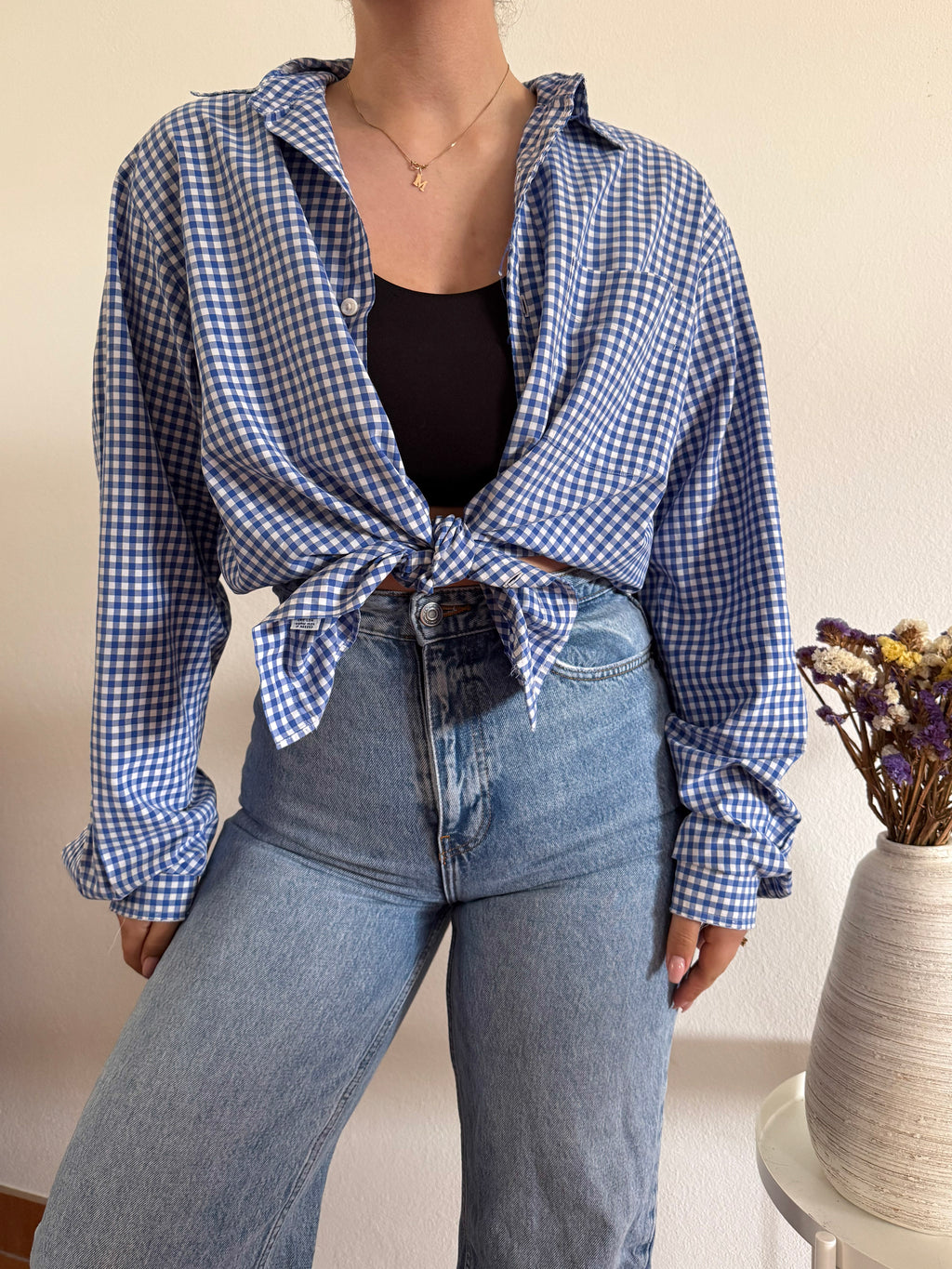 Ralph Lauren Shirt Classic Fit Plaid Blue 100% Cotton