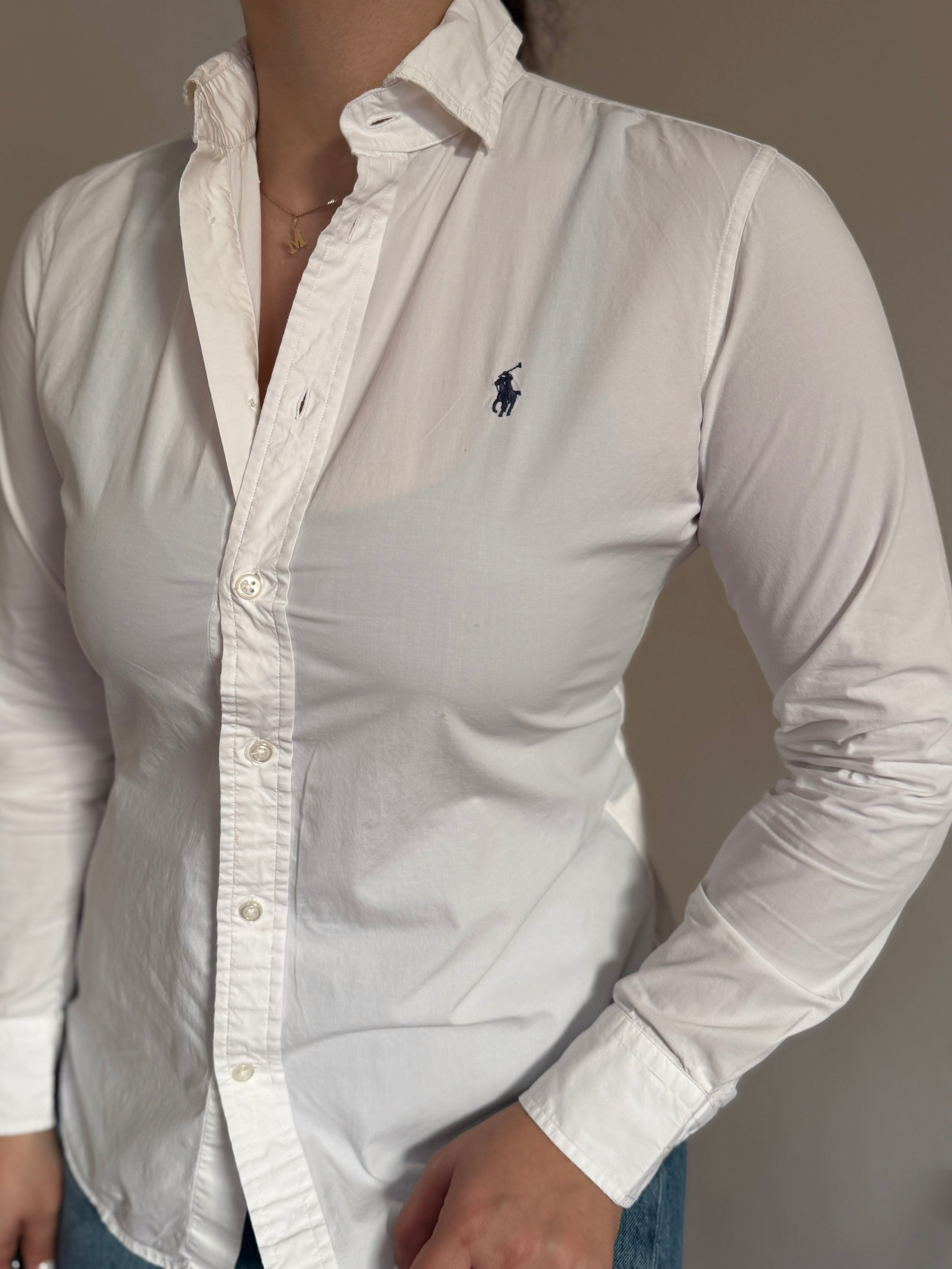 Polo Ralph Lauren Plain White Shirt Slim Fit 95% Cotton