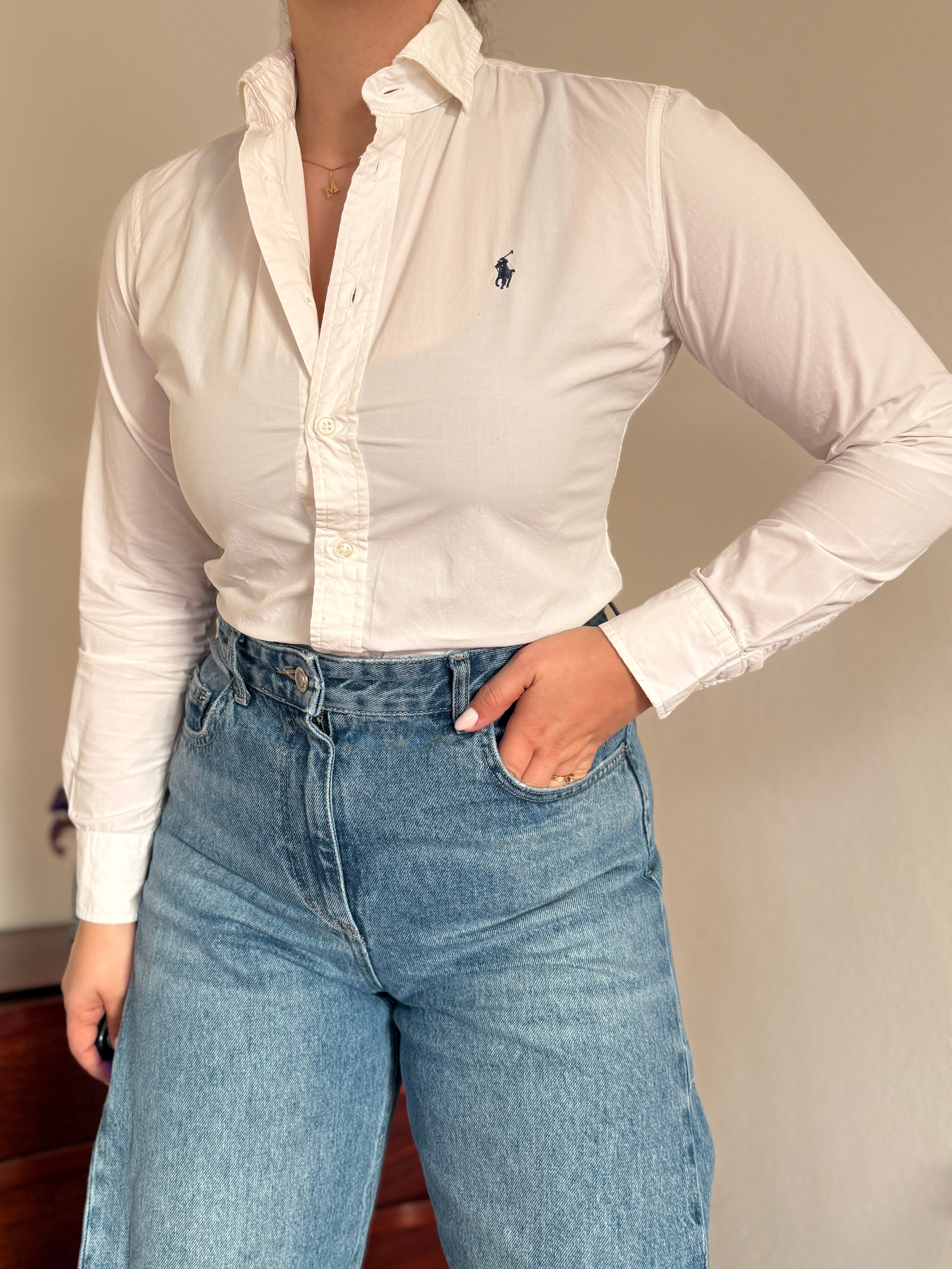 Polo Ralph Lauren Plain White Shirt Slim Fit 95% Cotton