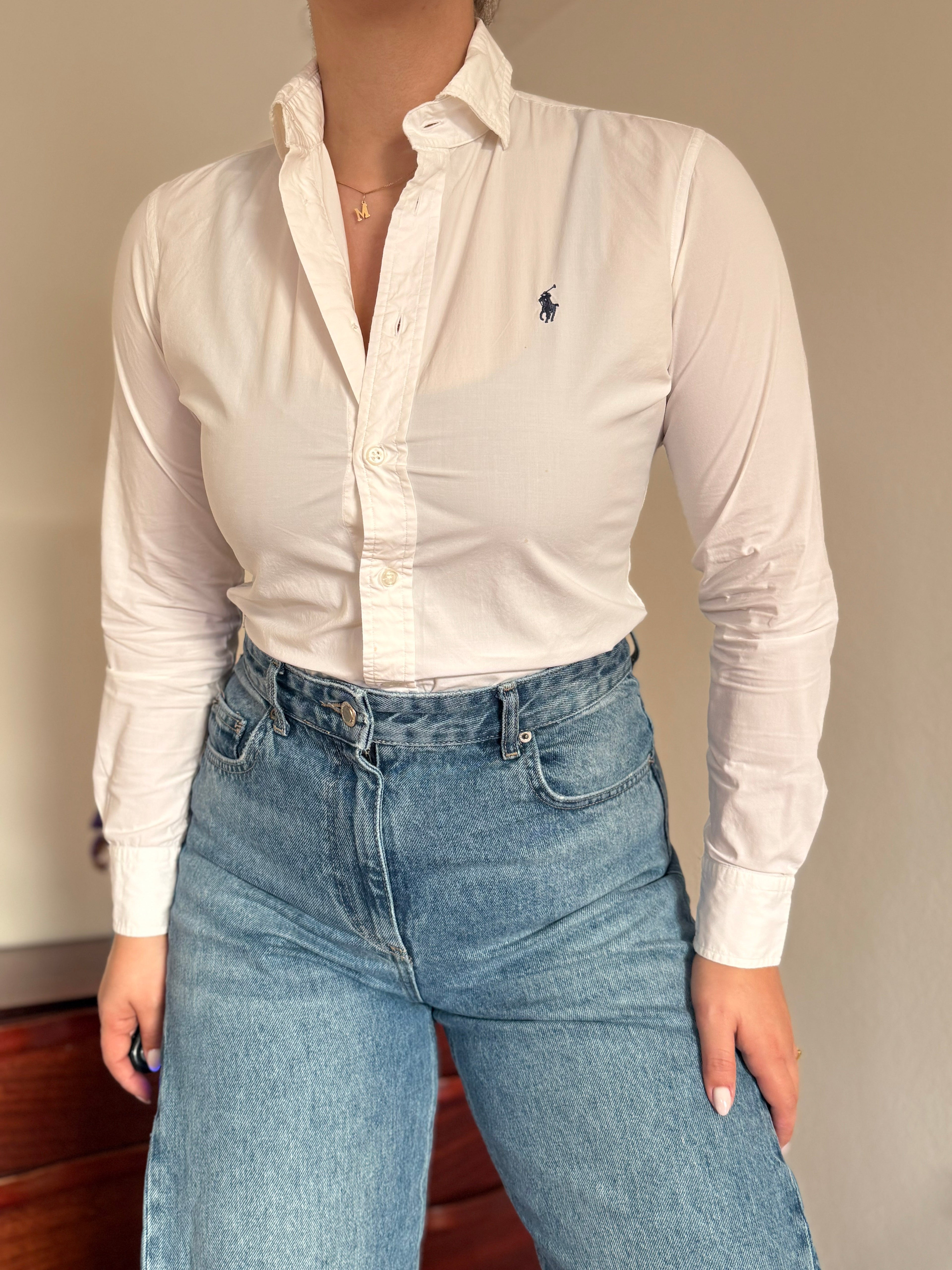 Polo Ralph Lauren Plain White Shirt Slim Fit 95% Cotton