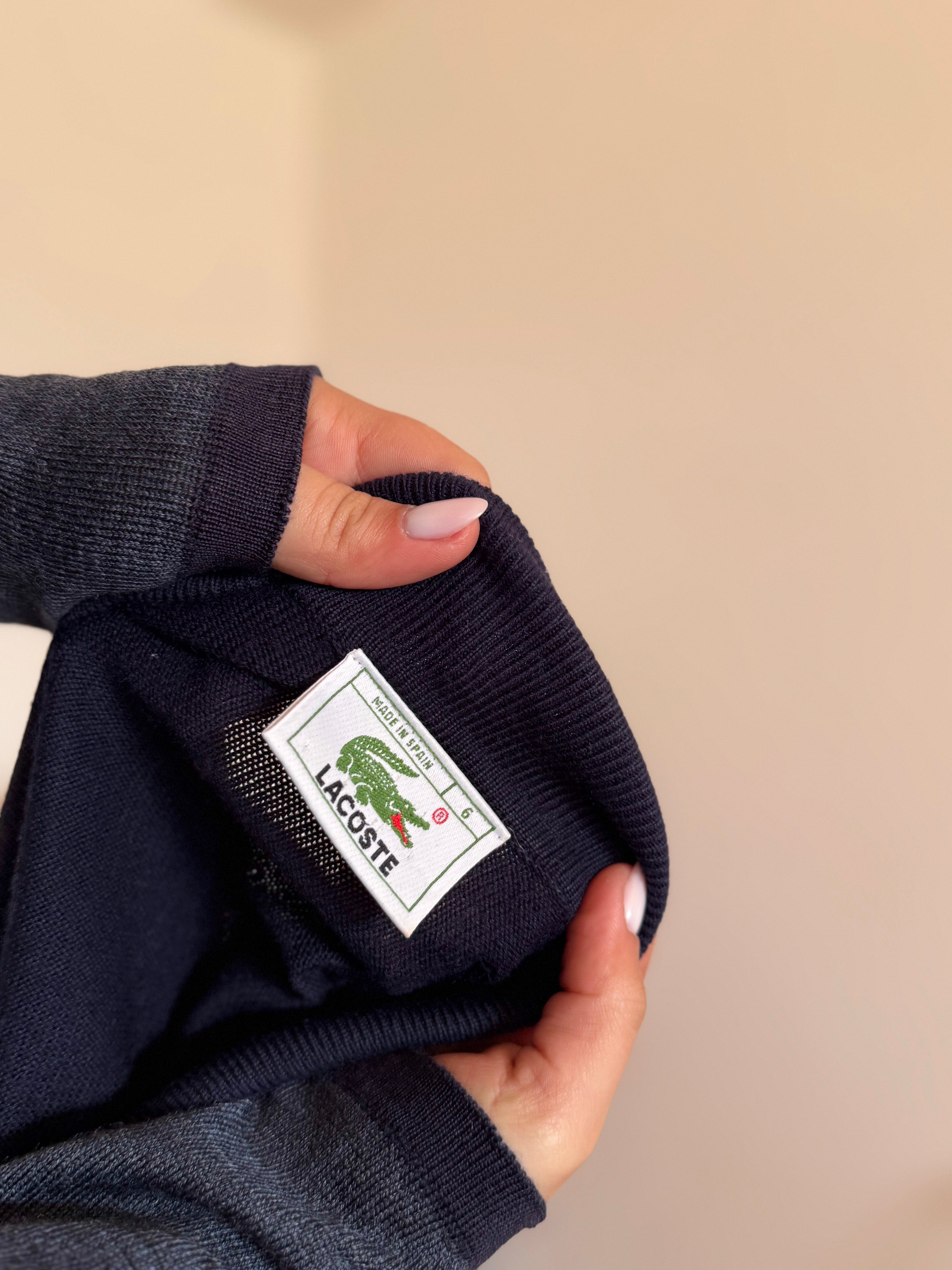 Lacoste Cardigan Knit Sweater 50% Wool 50% Acrylic