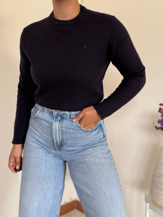 Burberry V-neck Knit Sweater em lã