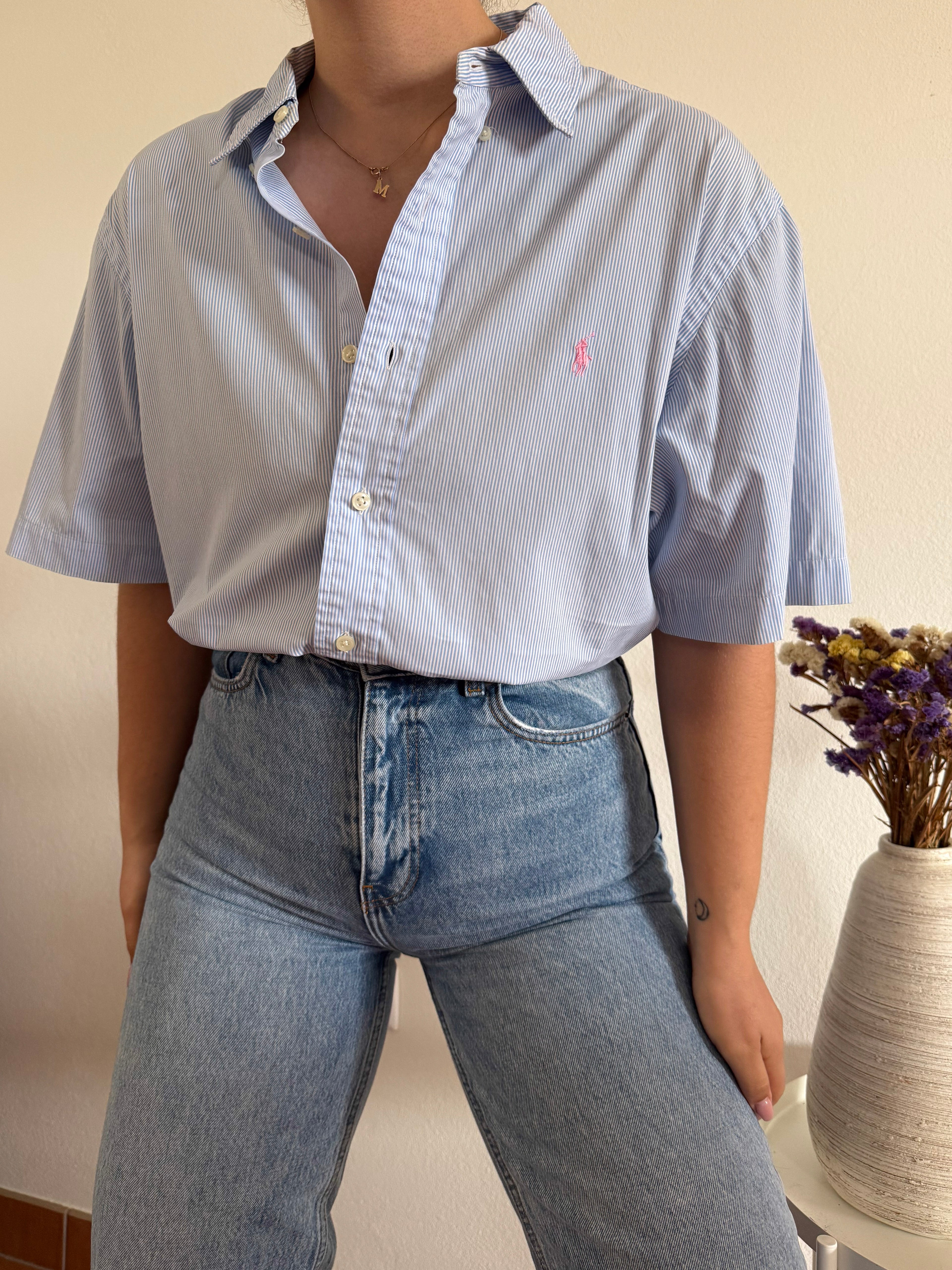 Polo Ralph Lauren Shirt Striped Blue 100% Cotton