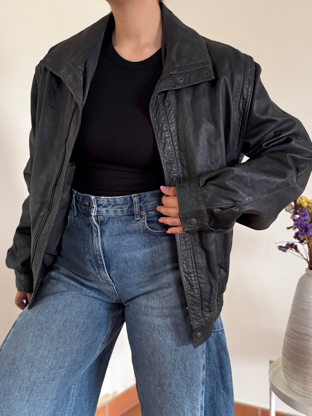 Vintage Bomber Leather Jacket