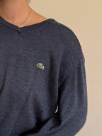 Lacoste V-Neck Knit Sweater 100% Wool