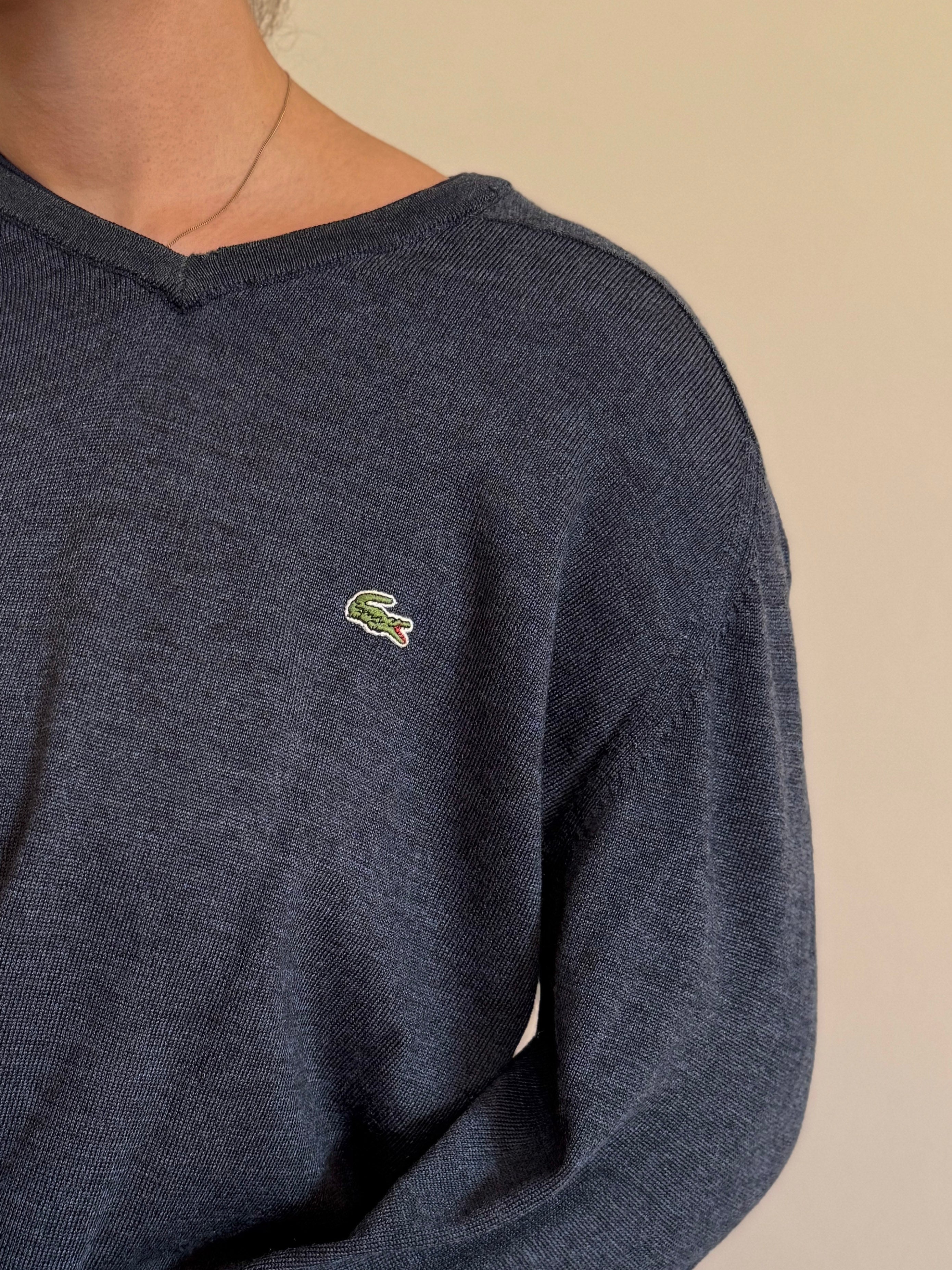 Lacoste V-Neck Knit Sweater 100% Wool