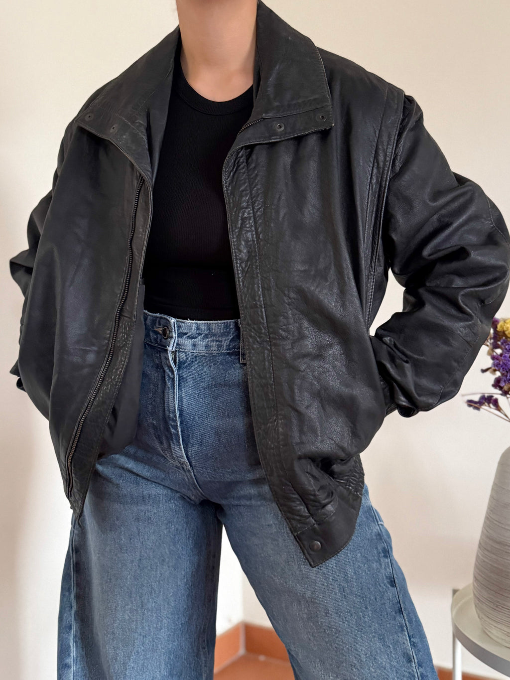 Vintage Bomber Leather Jacket